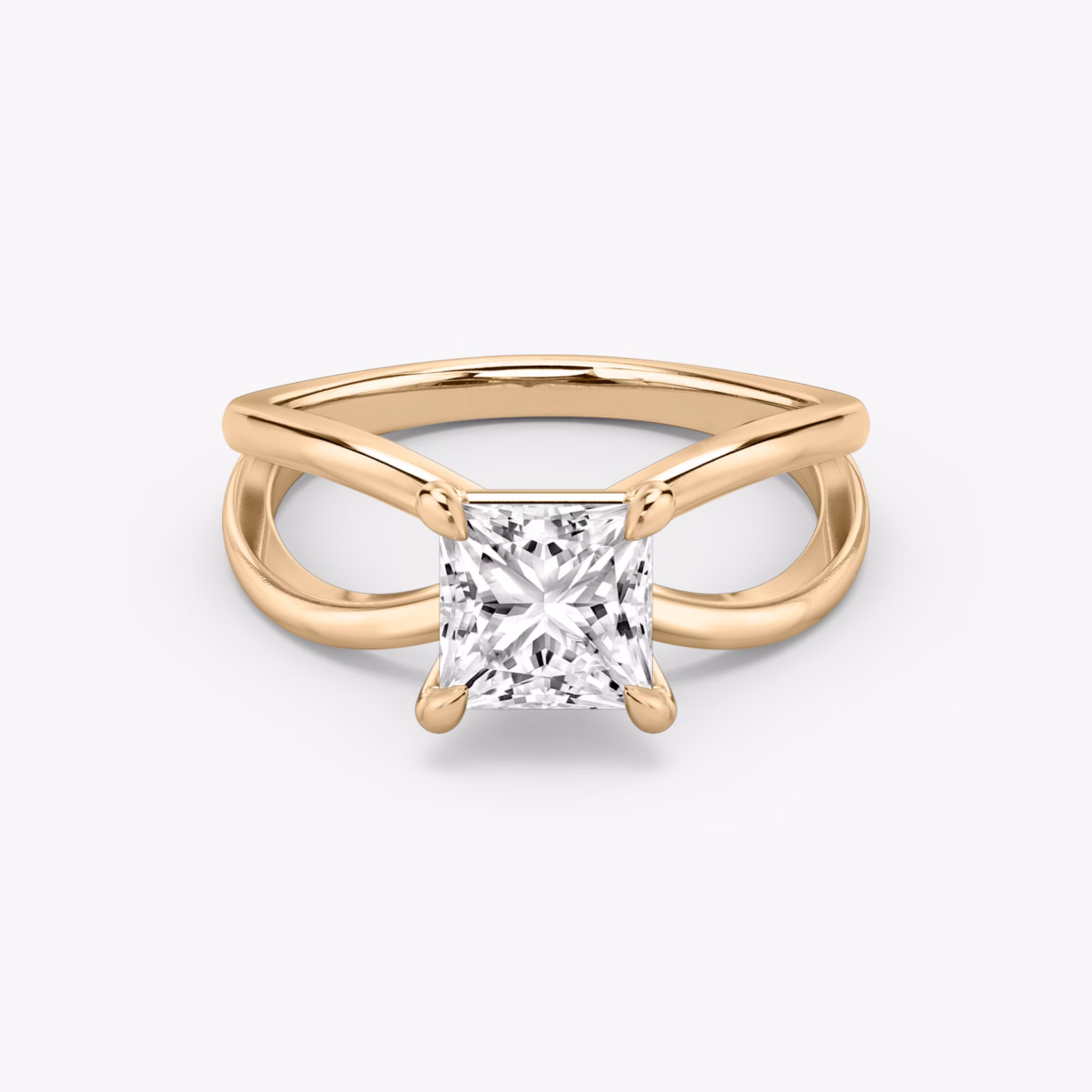 The Duet | Princess | 14k | Rose Gold | bandAccent: Plain | diamondOrientation: vertical | caratWeight: other