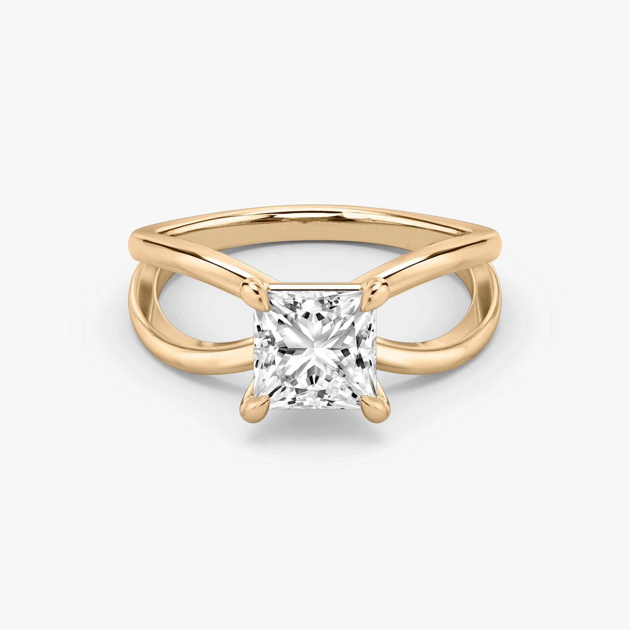 The Duet | Princess | 14k | Rose Gold | bandAccent: Plain | diamondOrientation: vertical | caratWeight: other
