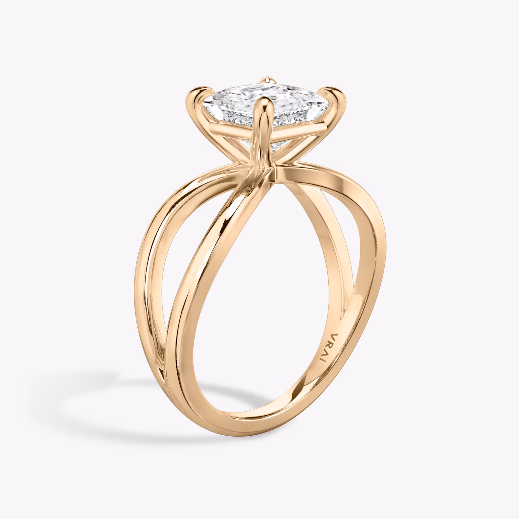 The Duet | Princess | 14k | Rose Gold | bandAccent: Plain | diamondOrientation: vertical | caratWeight: other