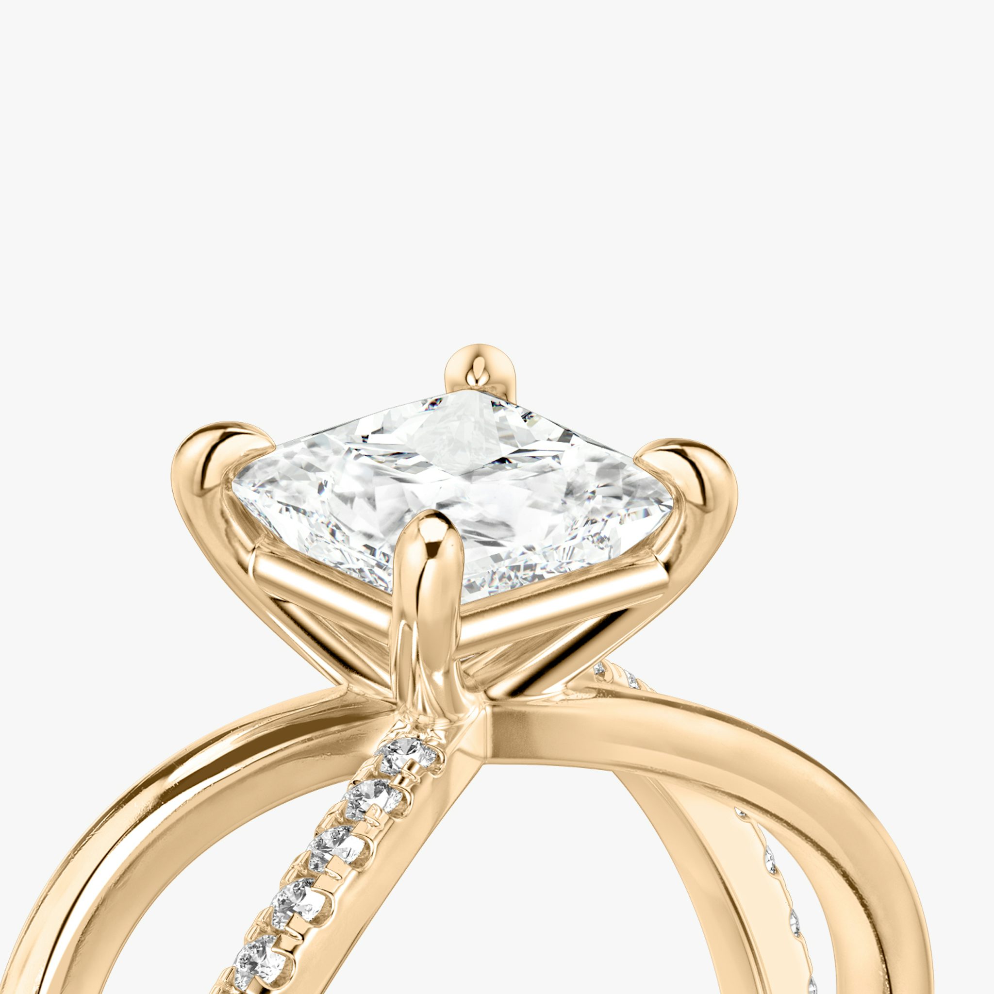 The Duet | Princess | 14k | Rose Gold | bandAccent: Pavé | diamondOrientation: vertical | caratWeight: other