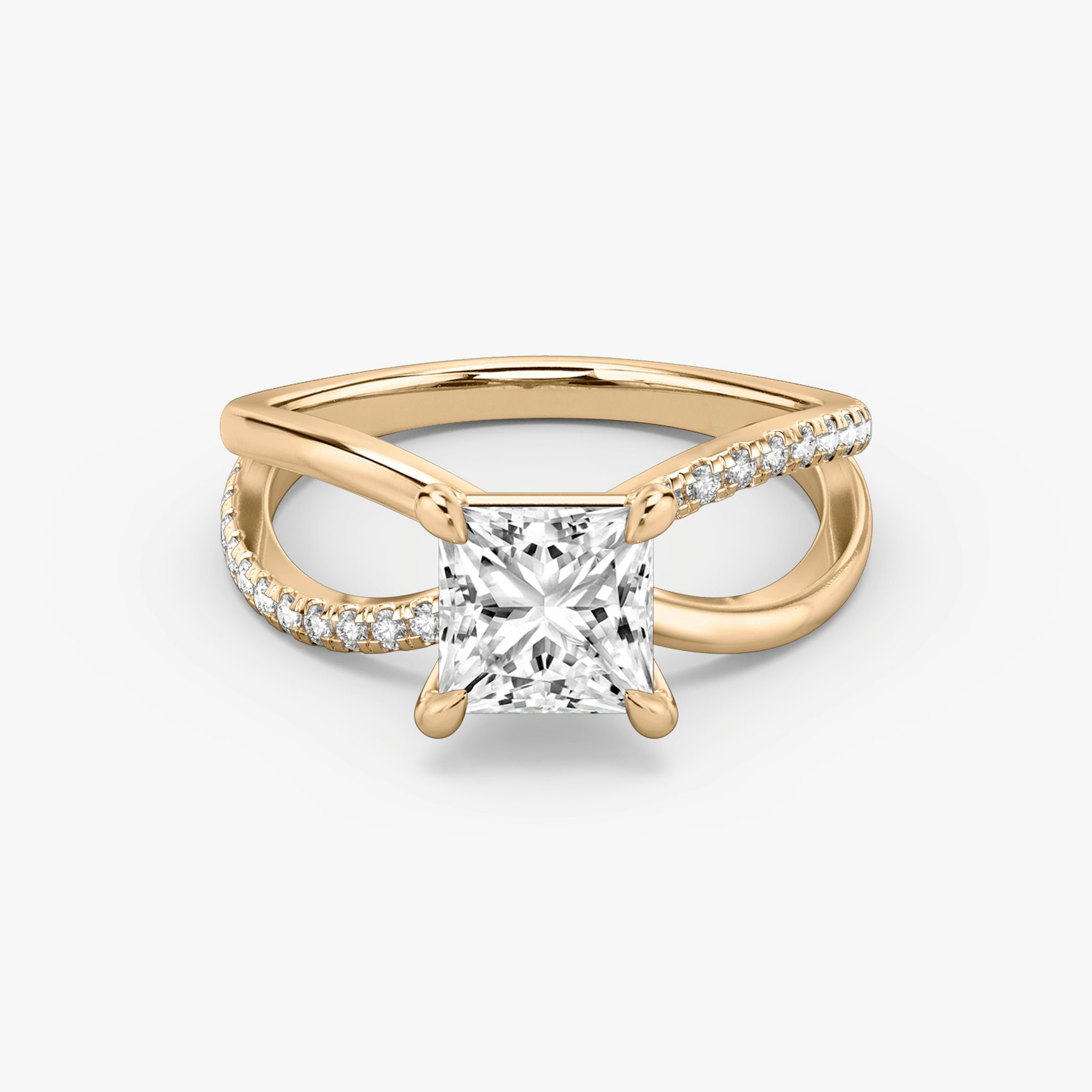 The Duet | Princess | 14k | Rose Gold | bandAccent: Pavé | diamondOrientation: vertical | caratWeight: other