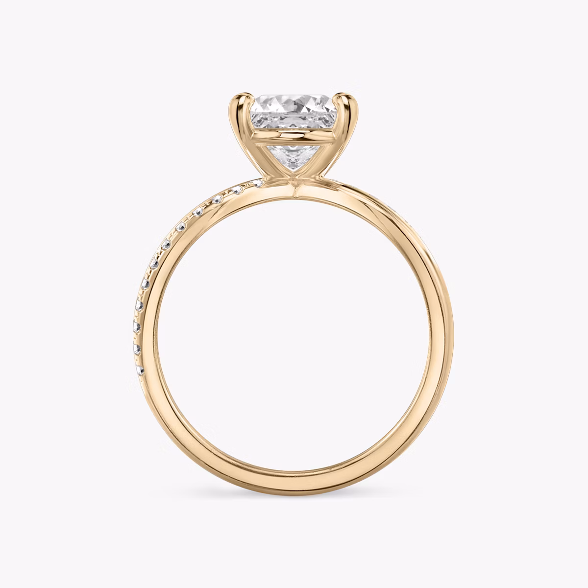 The Duet | Princess | 14k | Rose Gold | bandAccent: Pavé | diamondOrientation: vertical | caratWeight: other
