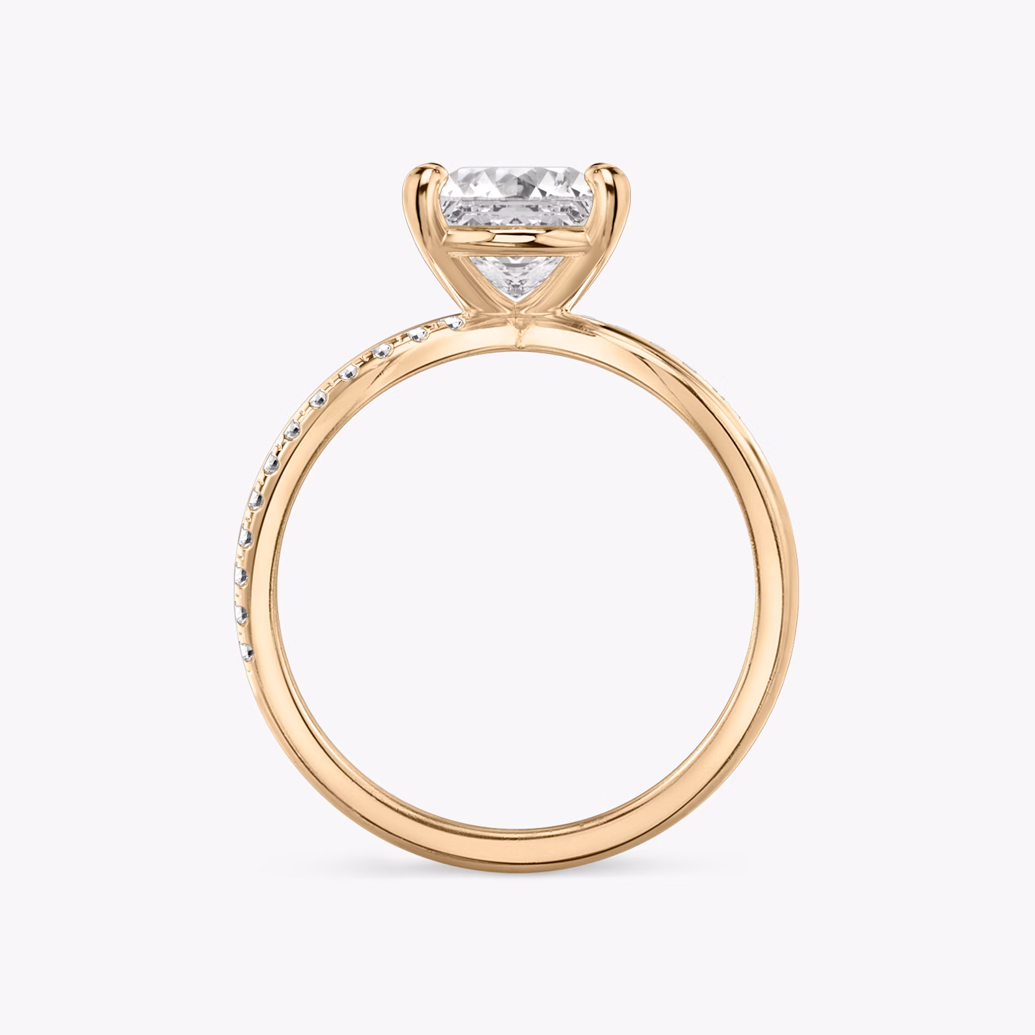 The Duet | Princess | 14k | Rose Gold | bandAccent: Pavé | diamondOrientation: vertical | caratWeight: other