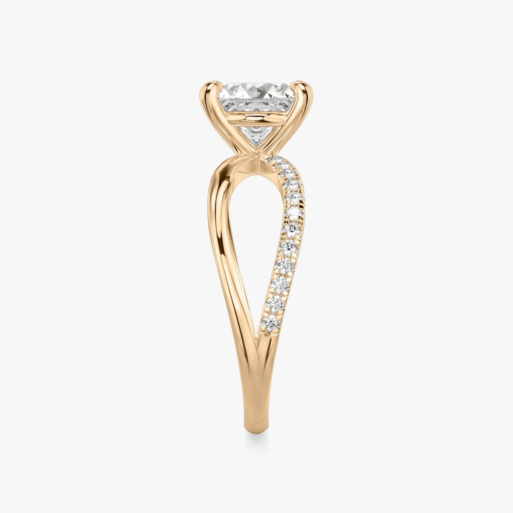 The Duet | Princess | 14k | Rose Gold | bandAccent: Pavé | diamondOrientation: vertical | caratWeight: other