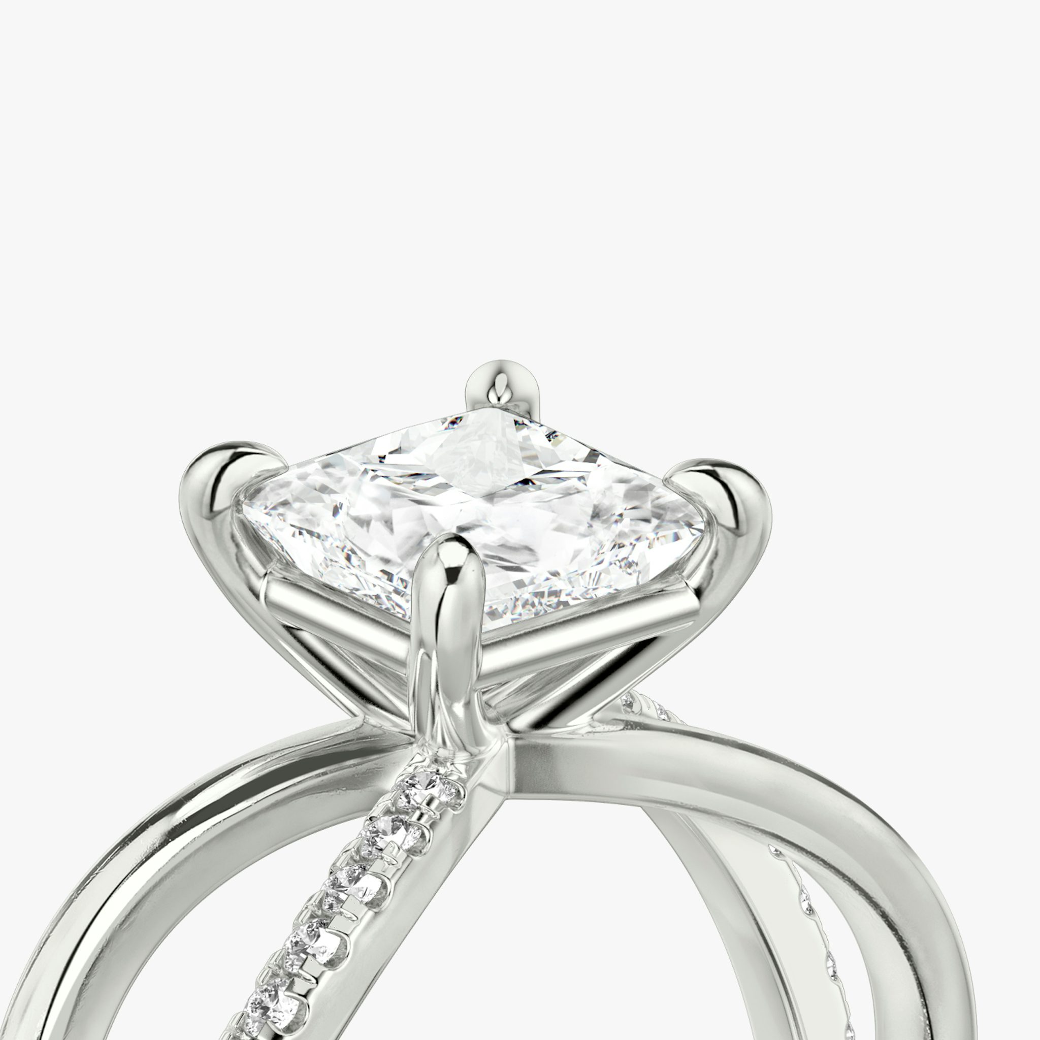 The Duet | Princess | Platinum | bandAccent: Pavé | diamondOrientation: vertical | caratWeight: other