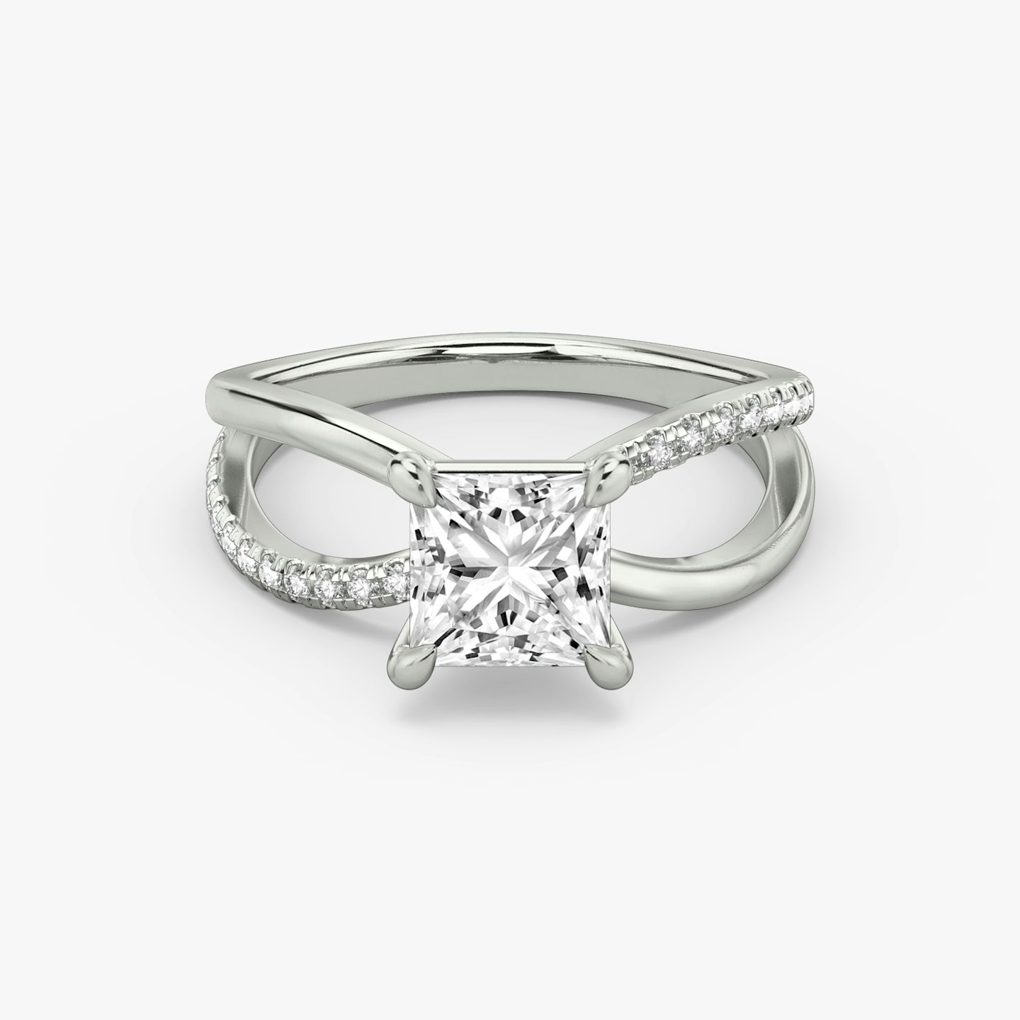 The Duet | Princess | 18k | White Gold | bandAccent: Pavé | diamondOrientation: vertical | caratWeight: other