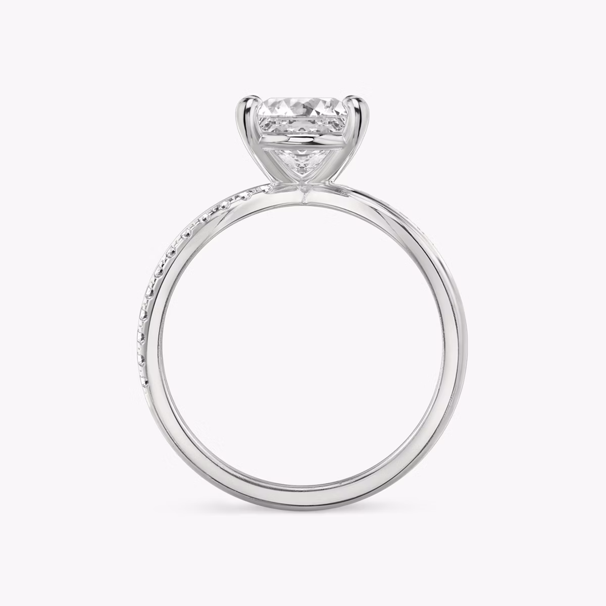 The Duet | Princess | Platinum | bandAccent: Pavé | diamondOrientation: vertical | caratWeight: other