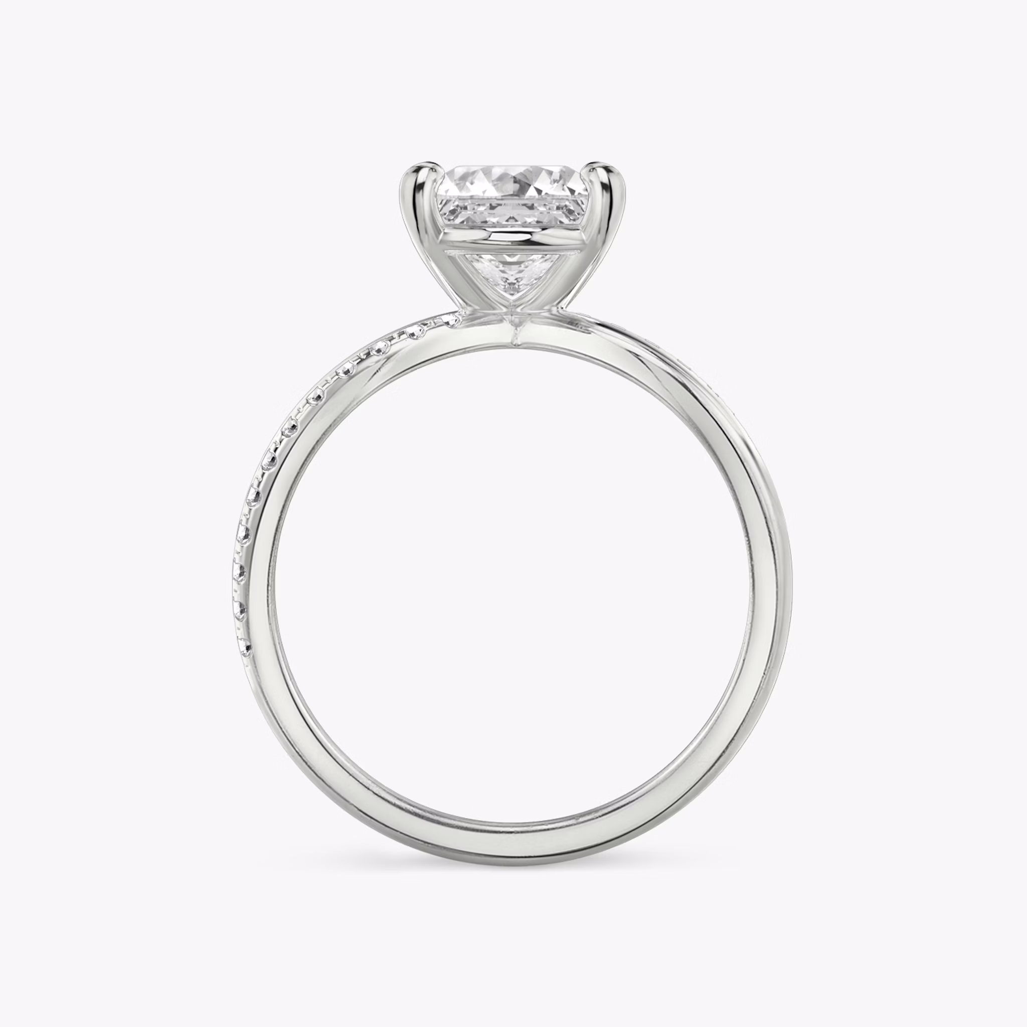 The Duet | Princess | Platinum | bandAccent: Pavé | diamondOrientation: vertical | caratWeight: other