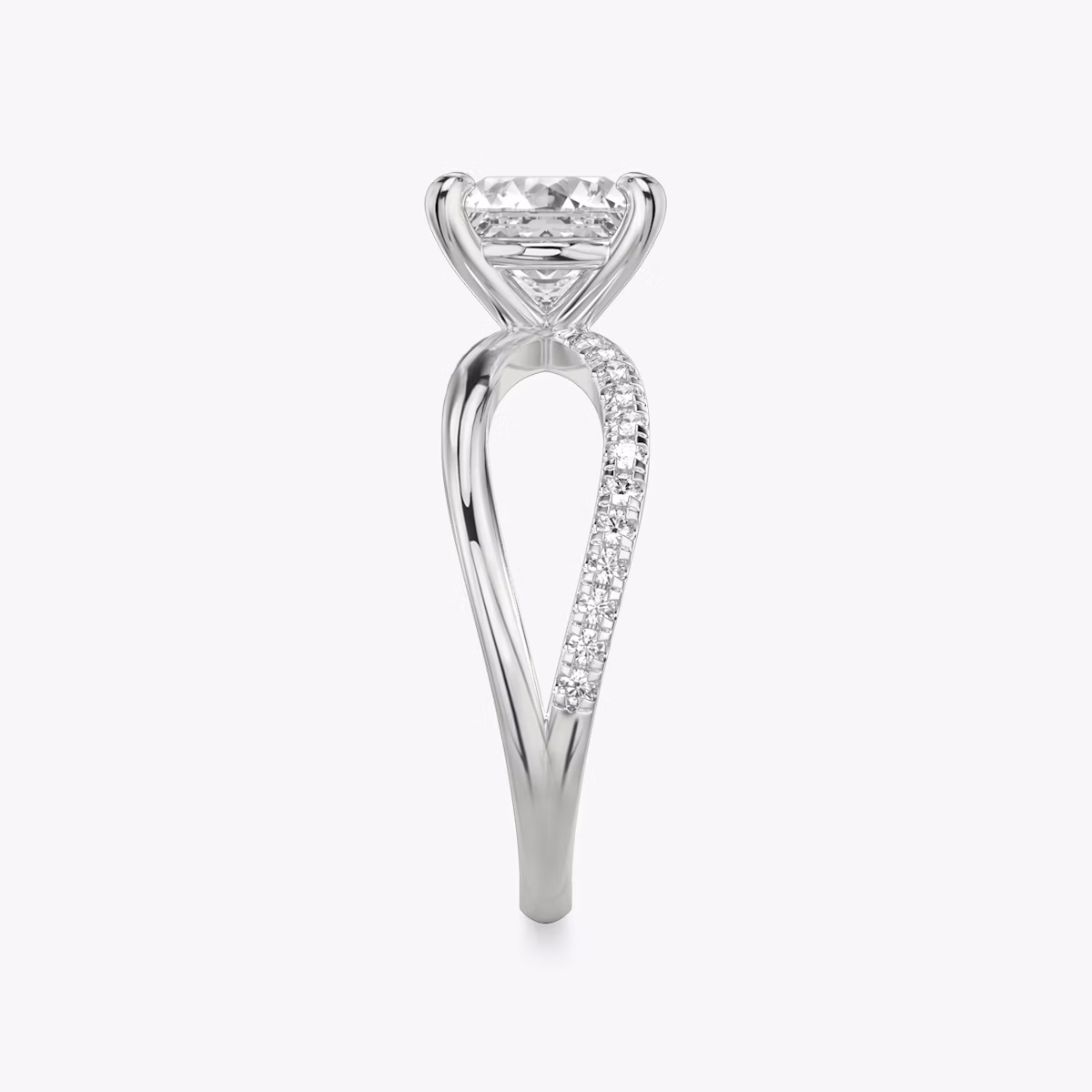 The Duet | Princess | Platinum | bandAccent: Pavé | diamondOrientation: vertical | caratWeight: other