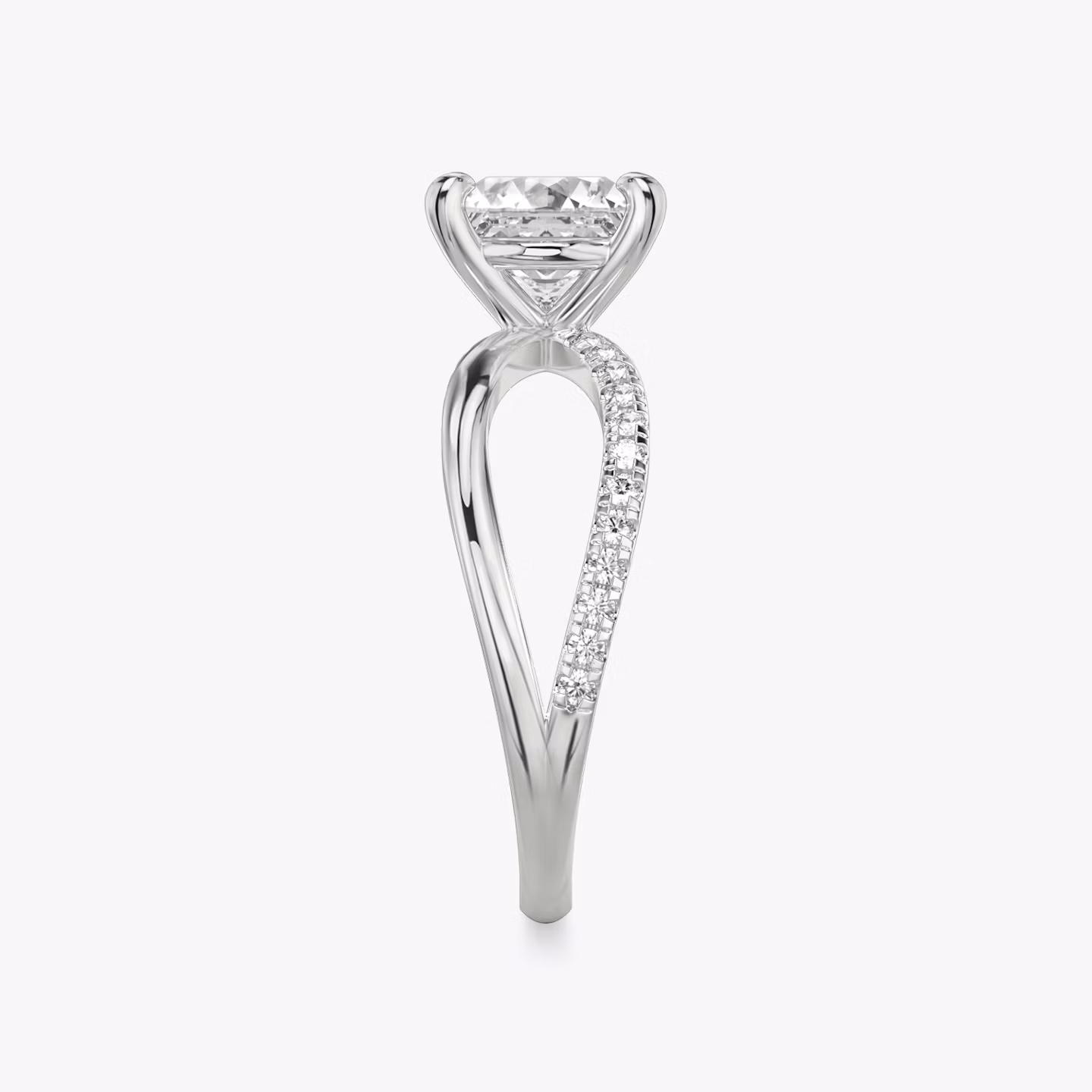 The Duet | Princess | 18k | White Gold | bandAccent: Pavé | diamondOrientation: vertical | caratWeight: other