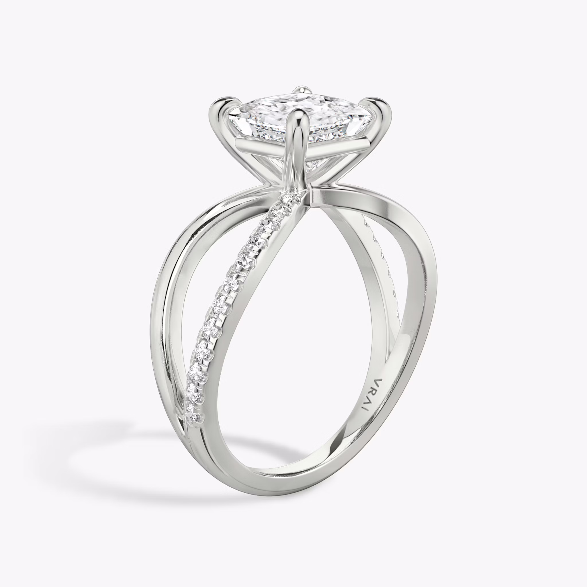 The Duet | Princess | Platinum | bandAccent: Pavé | diamondOrientation: vertical | caratWeight: other