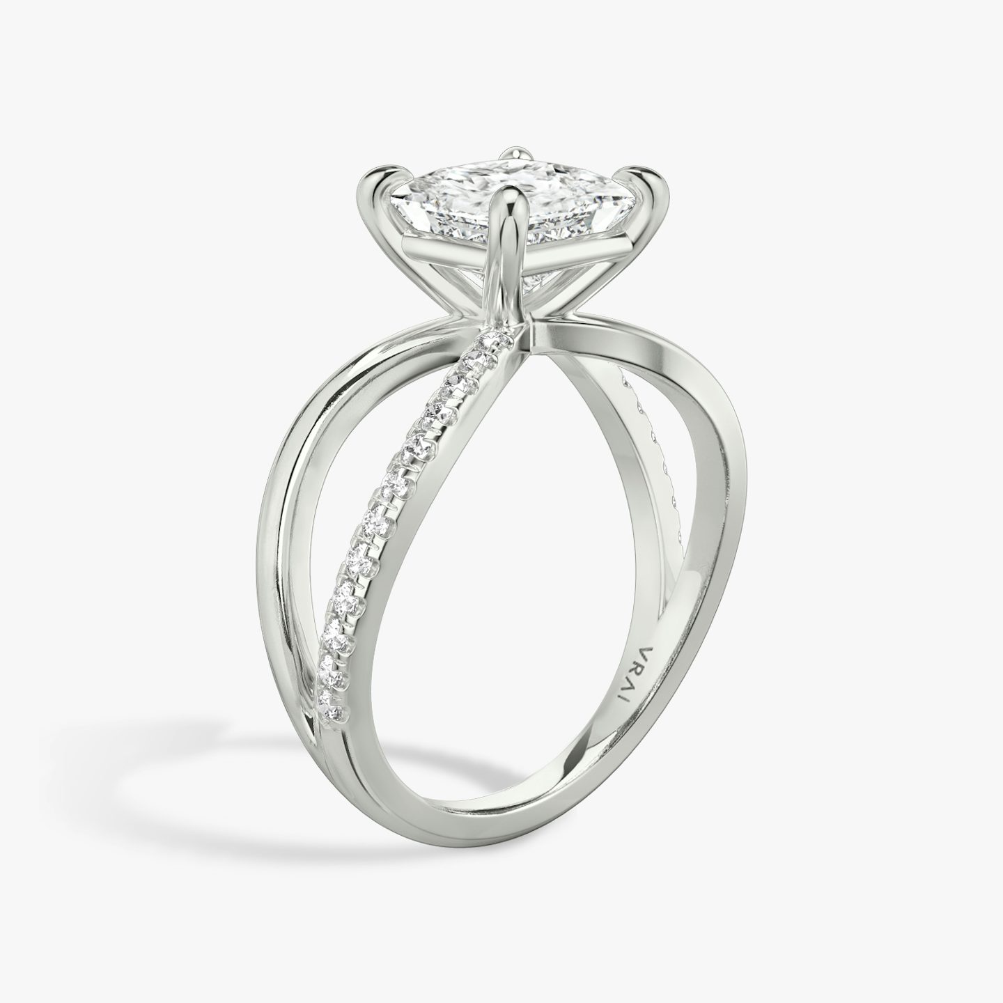 The Duet | Princess | 18k | White Gold | bandAccent: Pavé | diamondOrientation: vertical | caratWeight: other
