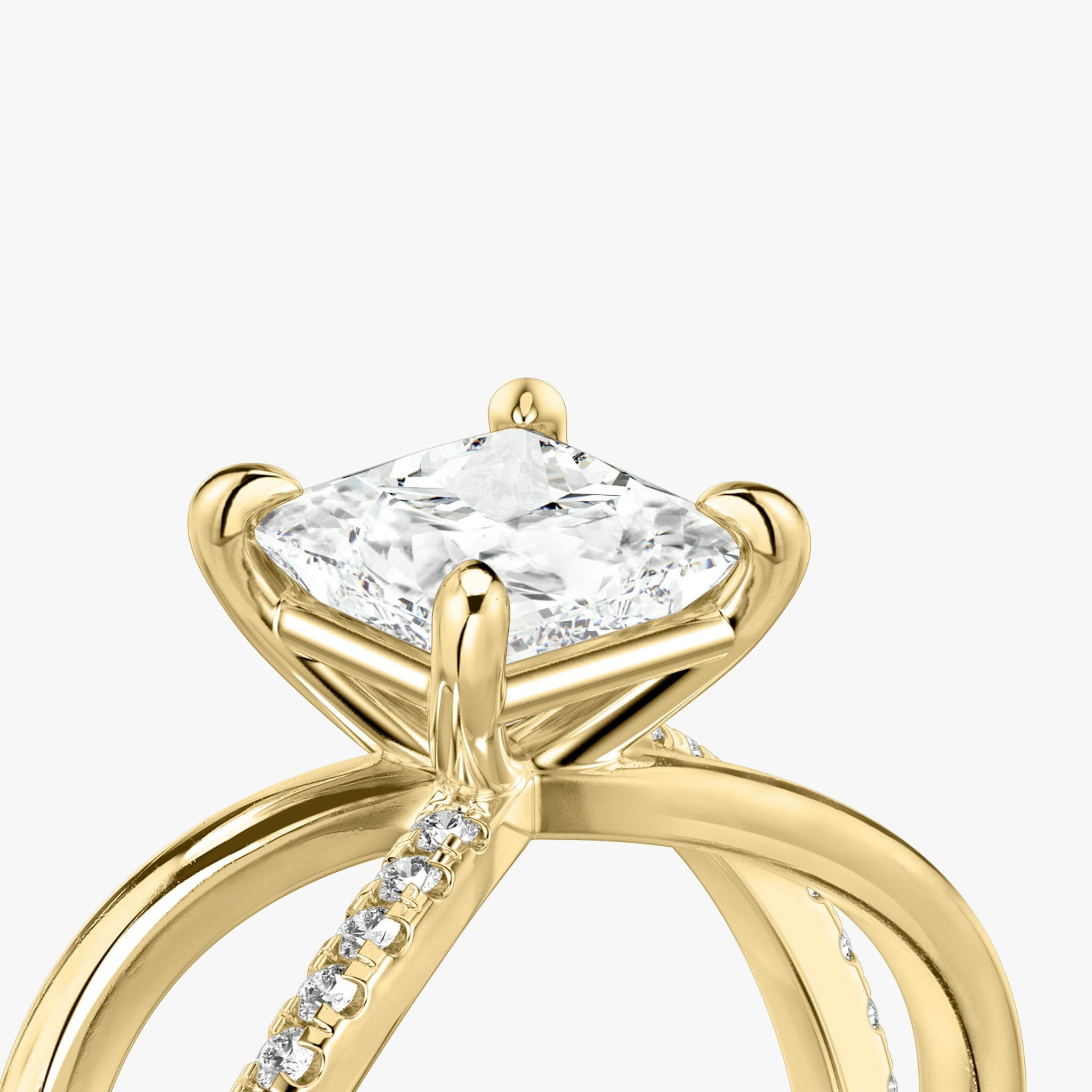 The Duet | Princess | 18k | Yellow Gold | bandAccent: Pavé | diamondOrientation: vertical | caratWeight: other