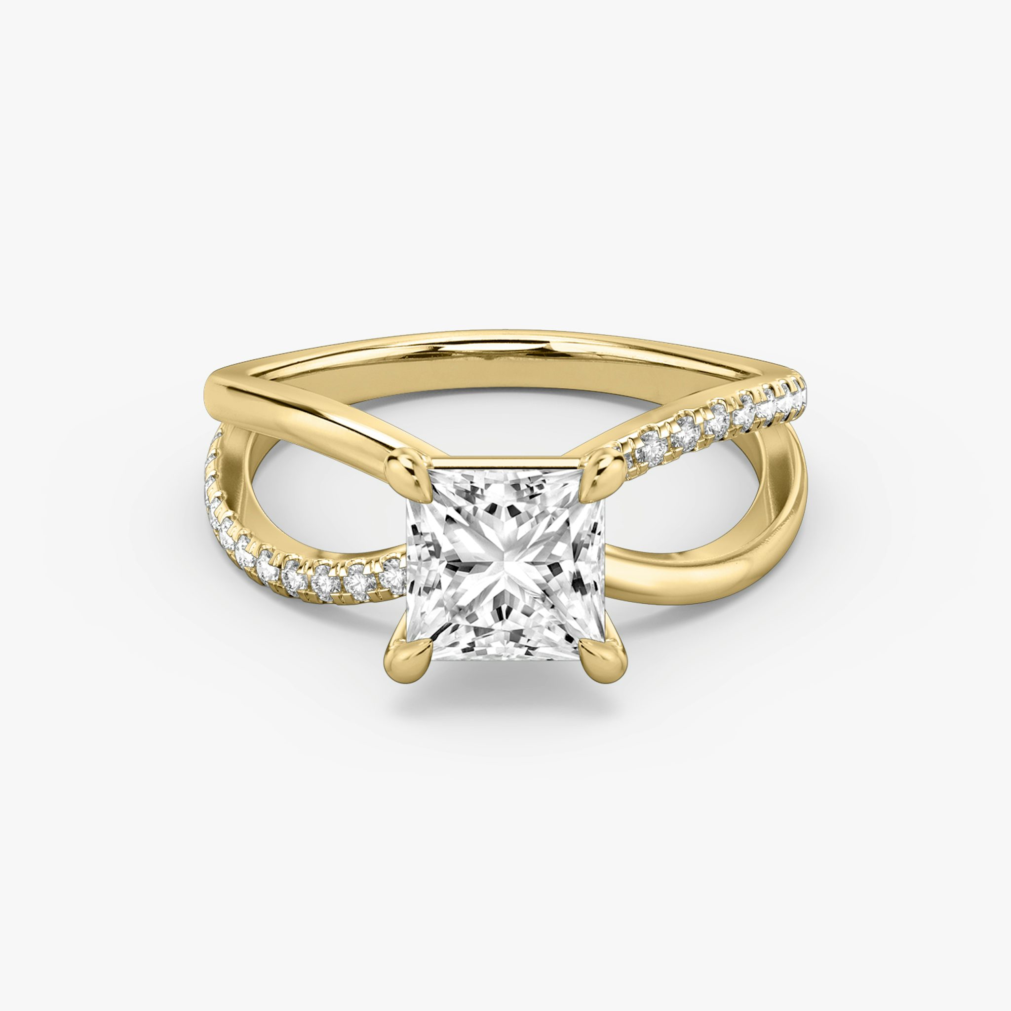 The Duet | Princess | 18k | Yellow Gold | bandAccent: Pavé | diamondOrientation: vertical | caratWeight: other
