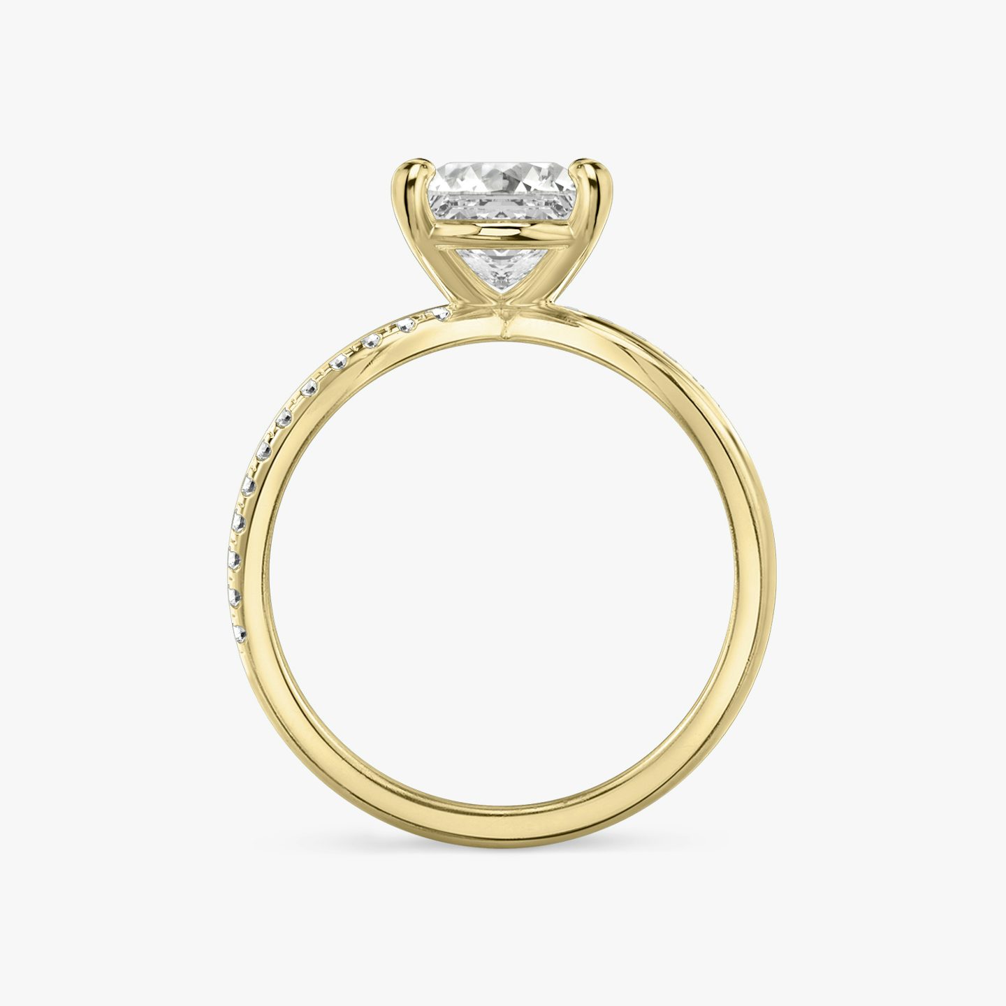 The Duet | Princess | 18k | Yellow Gold | bandAccent: Pavé | diamondOrientation: vertical | caratWeight: other