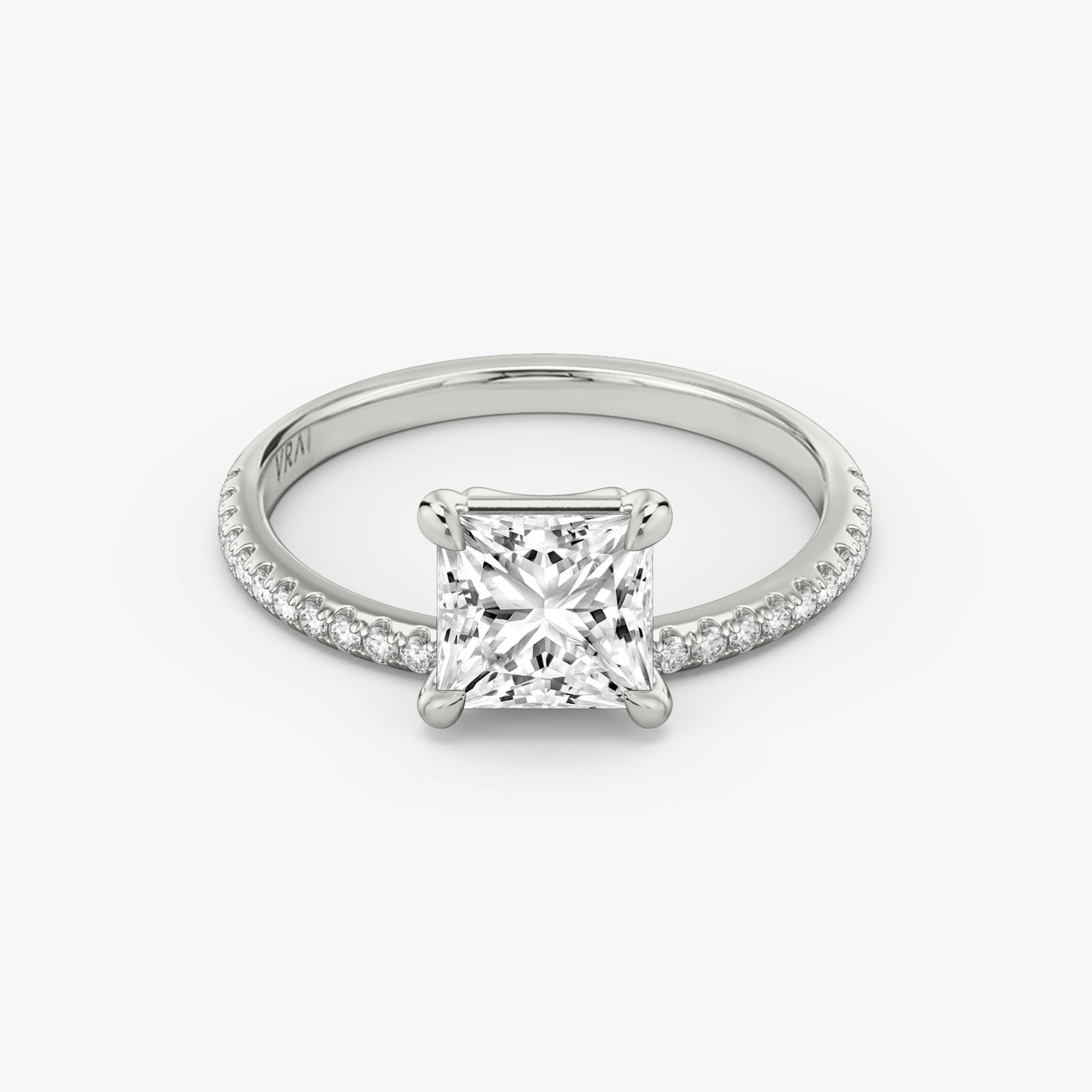 The Hover | Princess | Platinum | bandAccent: Pavé | diamondOrientation: vertical | caratWeight: other