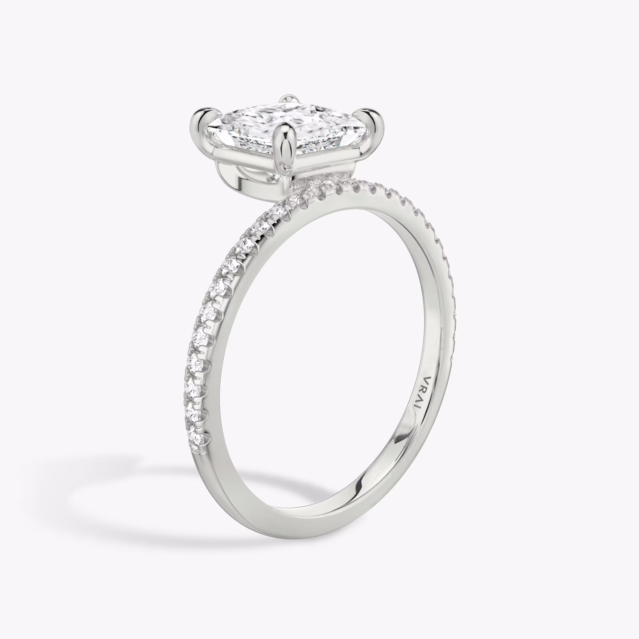The Hover | Princess | Platinum | bandAccent: Pavé | diamondOrientation: vertical | caratWeight: other