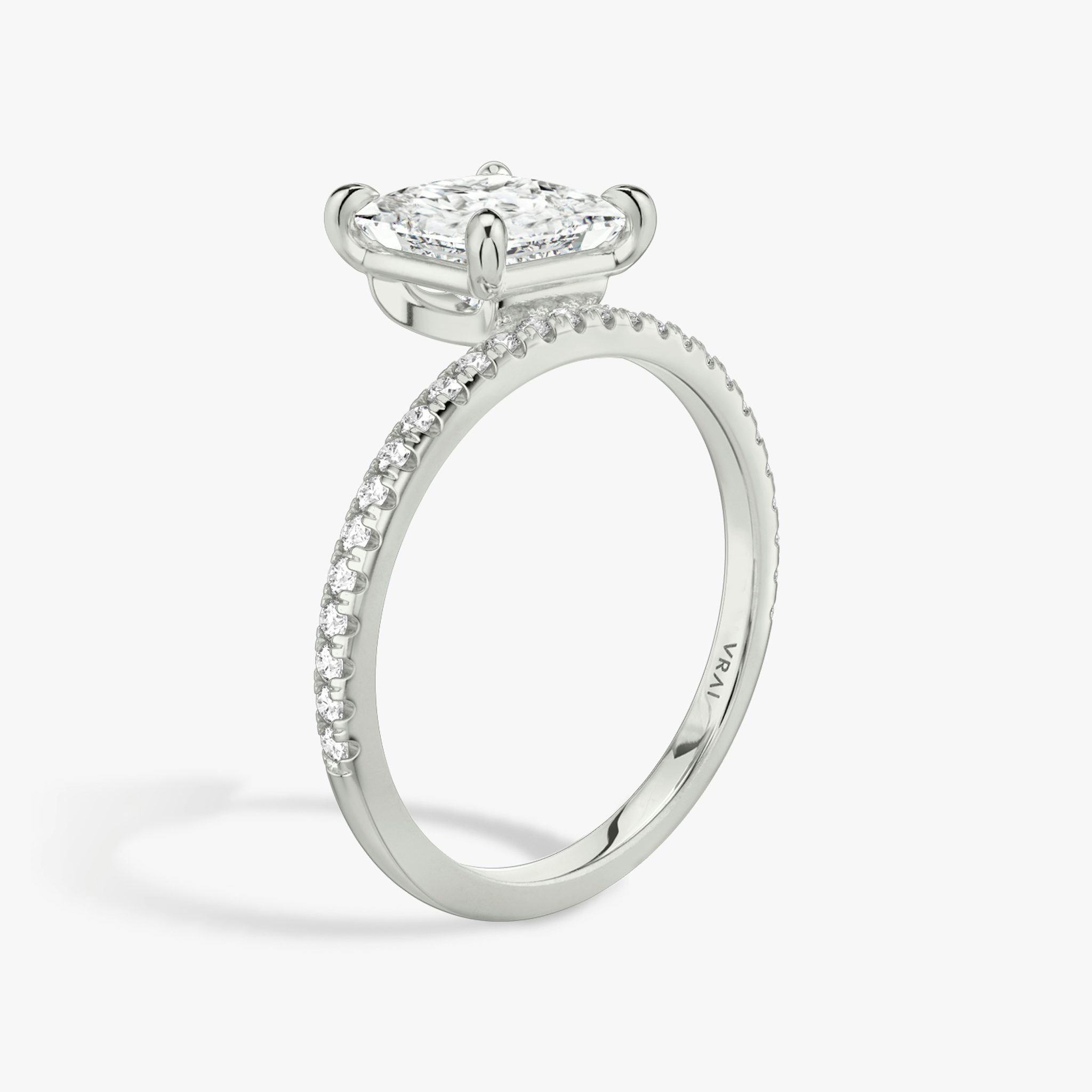 The Hover | Princess | Platinum | bandAccent: Pavé | diamondOrientation: vertical | caratWeight: other