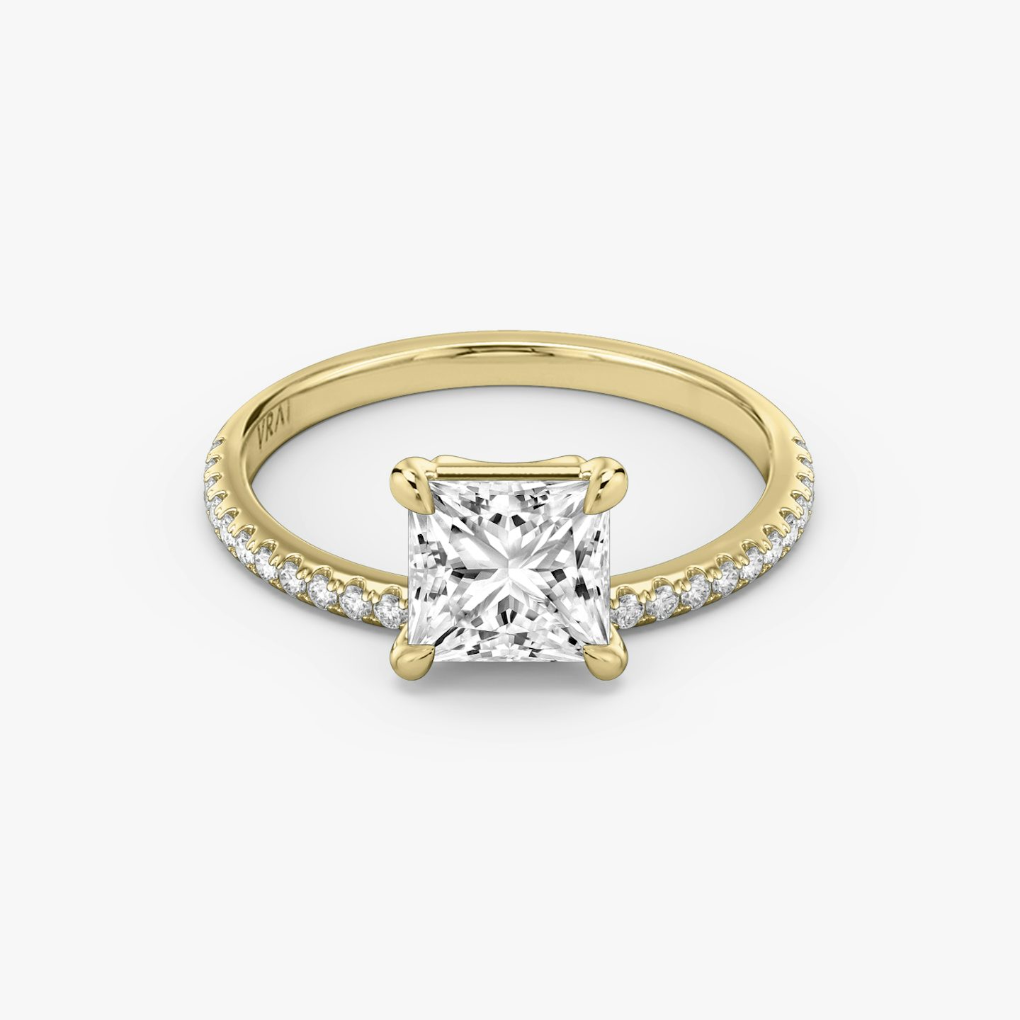 The Hover | Princess | 18k | Yellow Gold | bandAccent: Pavé | diamondOrientation: vertical | caratWeight: other