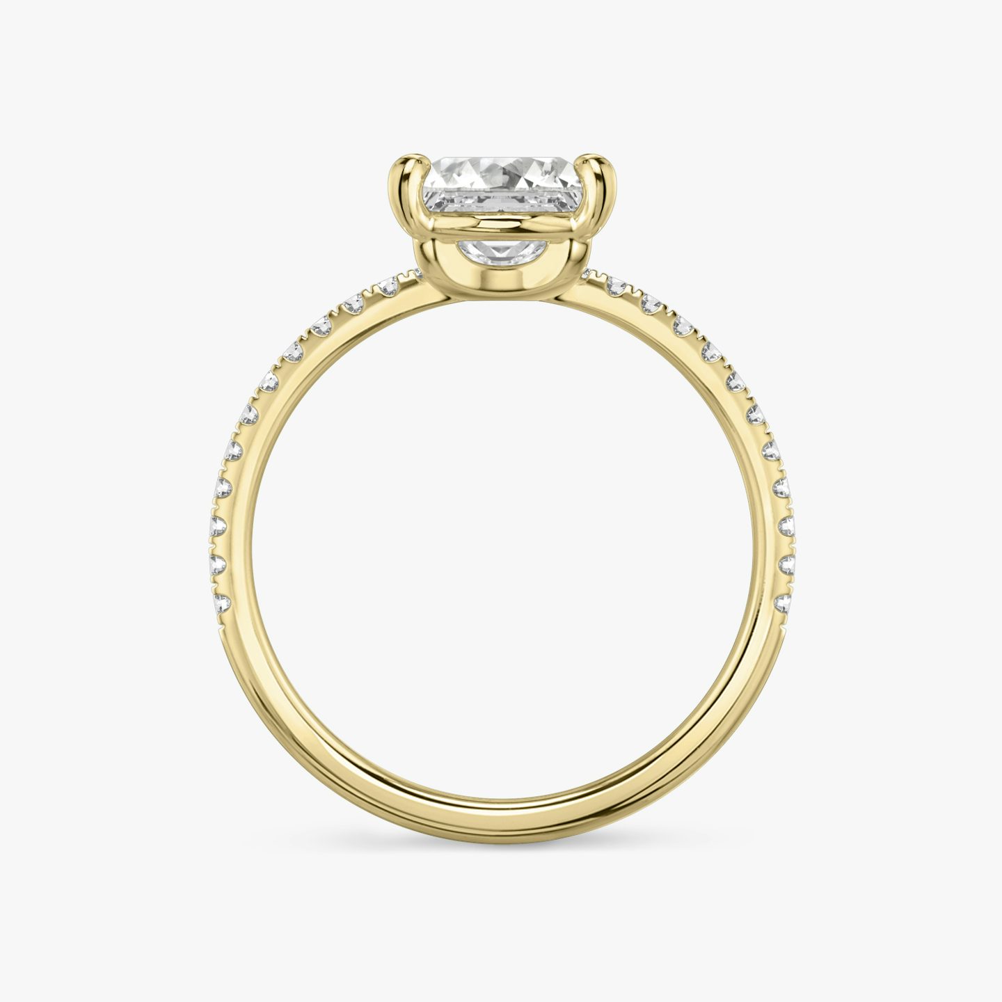 Bague de fiançailles Hover | Princesse | 18k | Or jaune | bandAccent: Pavé | diamondOrientation: vertical | caratWeight: other