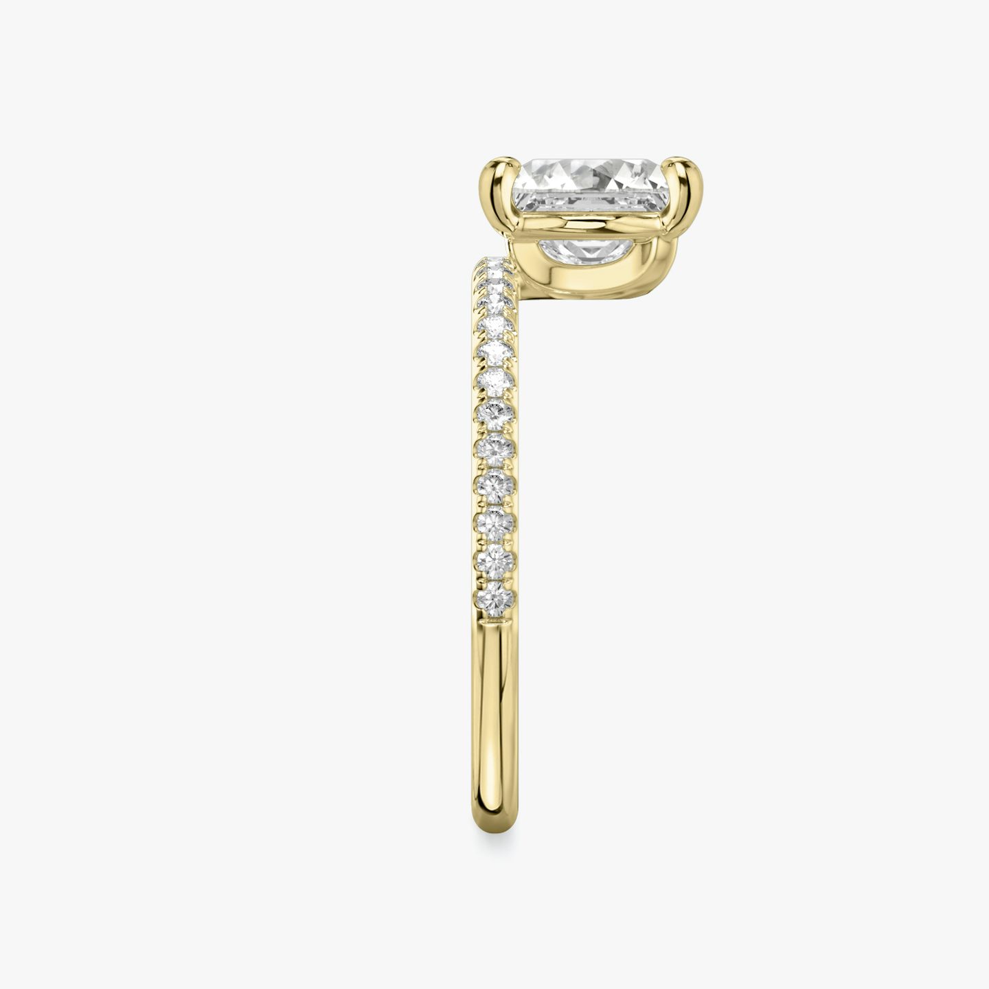 Bague de fiançailles Hover | Princesse | 18k | Or jaune | bandAccent: Pavé | diamondOrientation: vertical | caratWeight: other