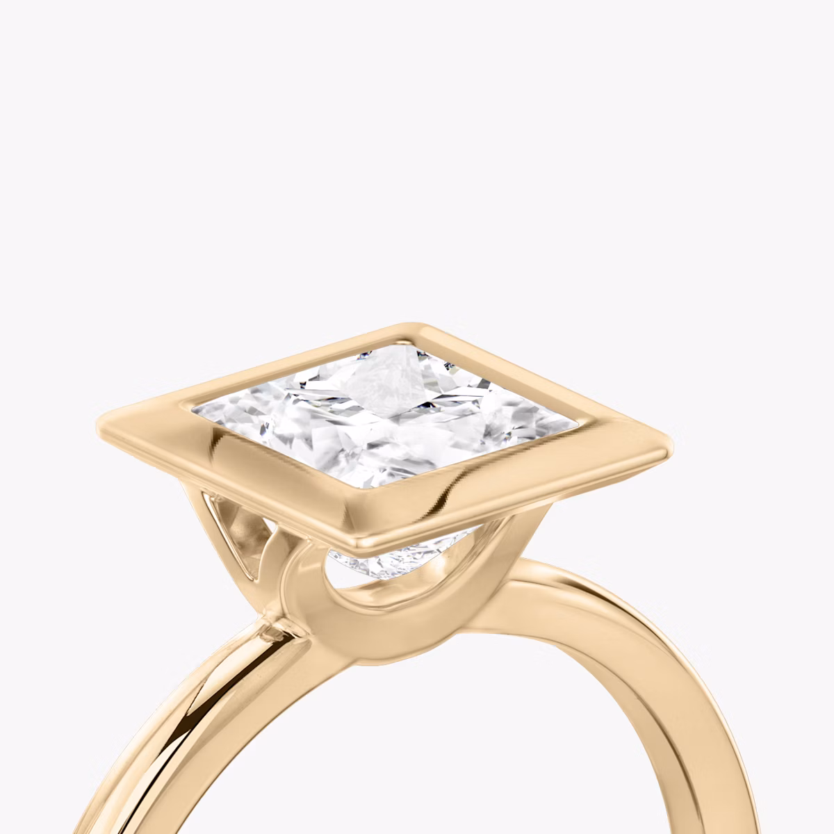 The Signature Bezel | Princess | 14k | Rose Gold | bandAccent: Plain | diamondOrientation: vertical | caratWeight: other