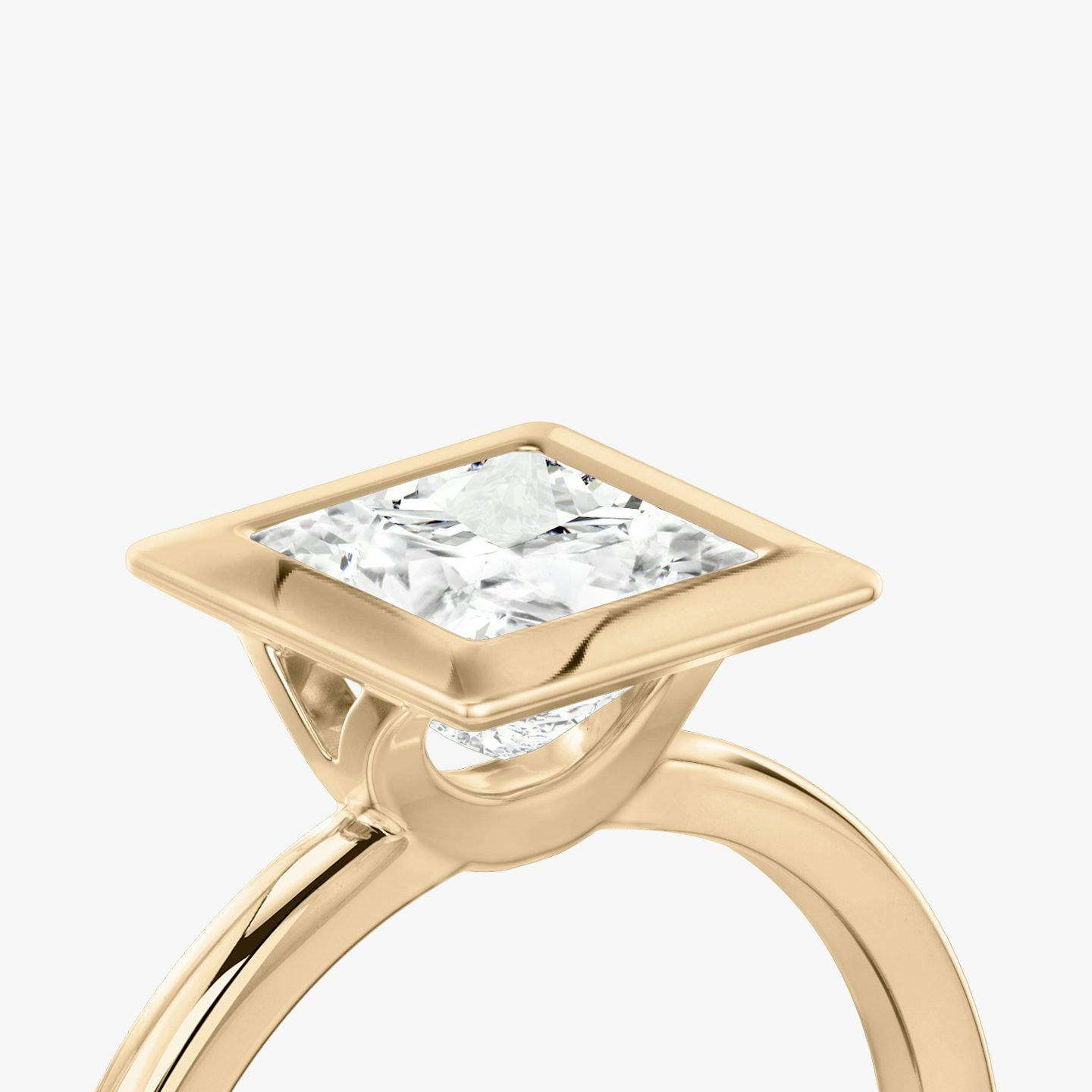 The Signature Bezel | Princess | 14k | Rose Gold | bandAccent: Plain | diamondOrientation: vertical | caratWeight: other