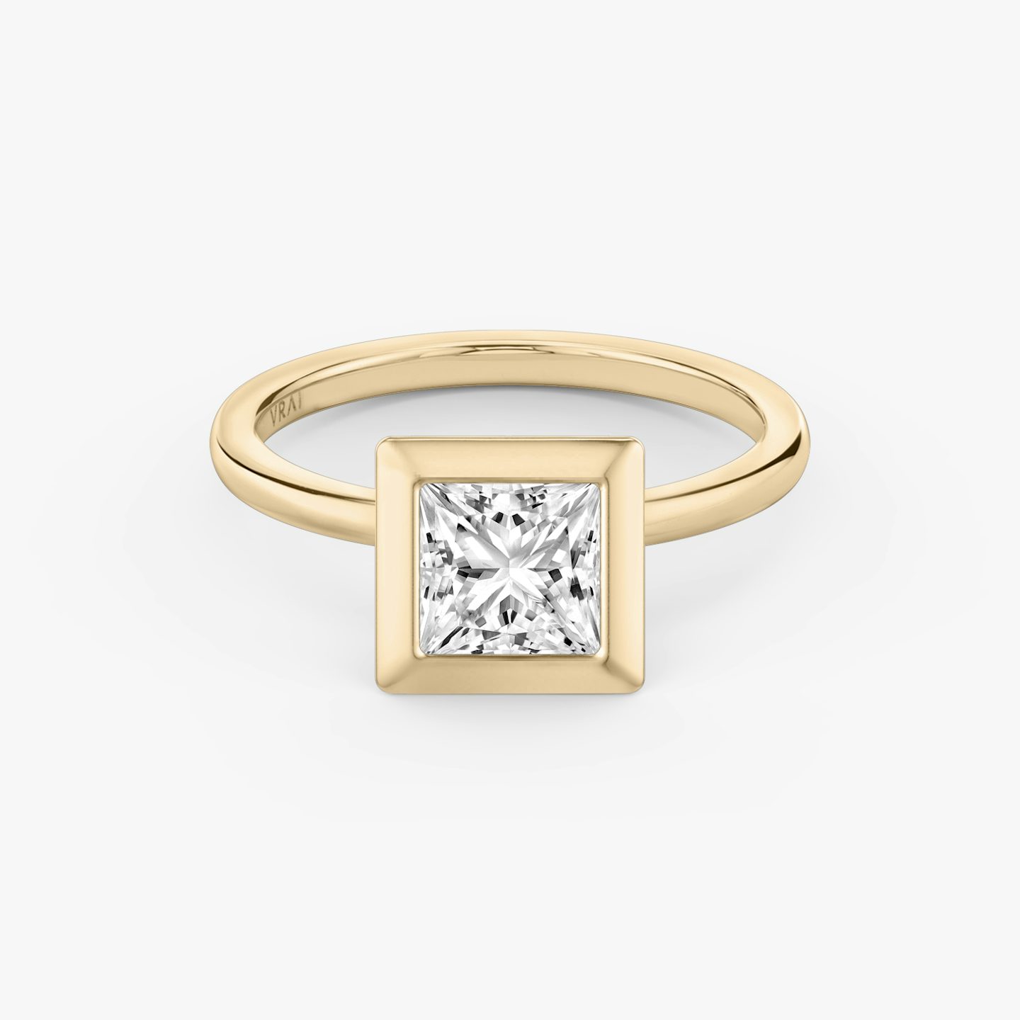 The Signature Bezel | Princess | 14k | Rose Gold | bandAccent: Plain | diamondOrientation: vertical | caratWeight: other