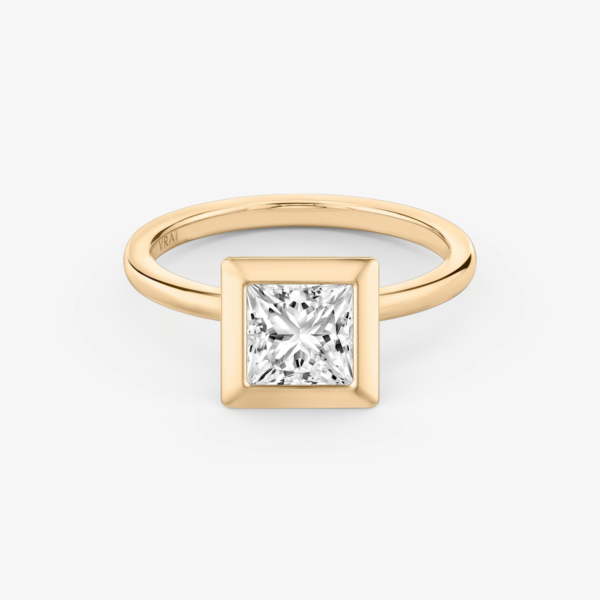 The Signature Bezel | Princess | 14k | Rose Gold | bandAccent: Plain | diamondOrientation: vertical | caratWeight: other