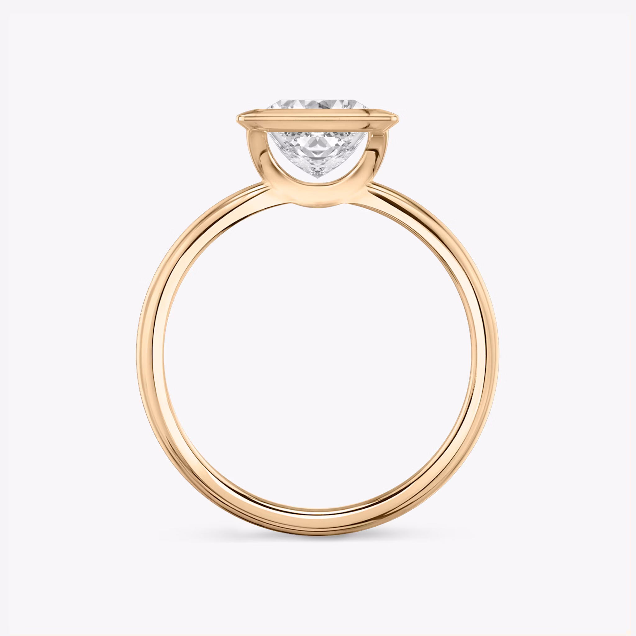 The Signature Bezel | Princess | 14k | Rose Gold | bandAccent: Plain | diamondOrientation: vertical | caratWeight: other