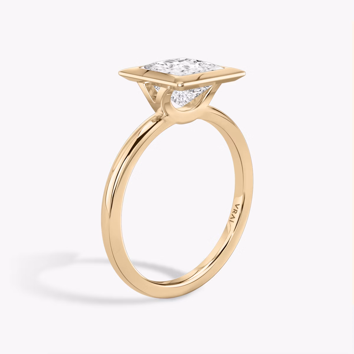 The Signature Bezel | Princess | 14k | Rose Gold | bandAccent: Plain | diamondOrientation: vertical | caratWeight: other