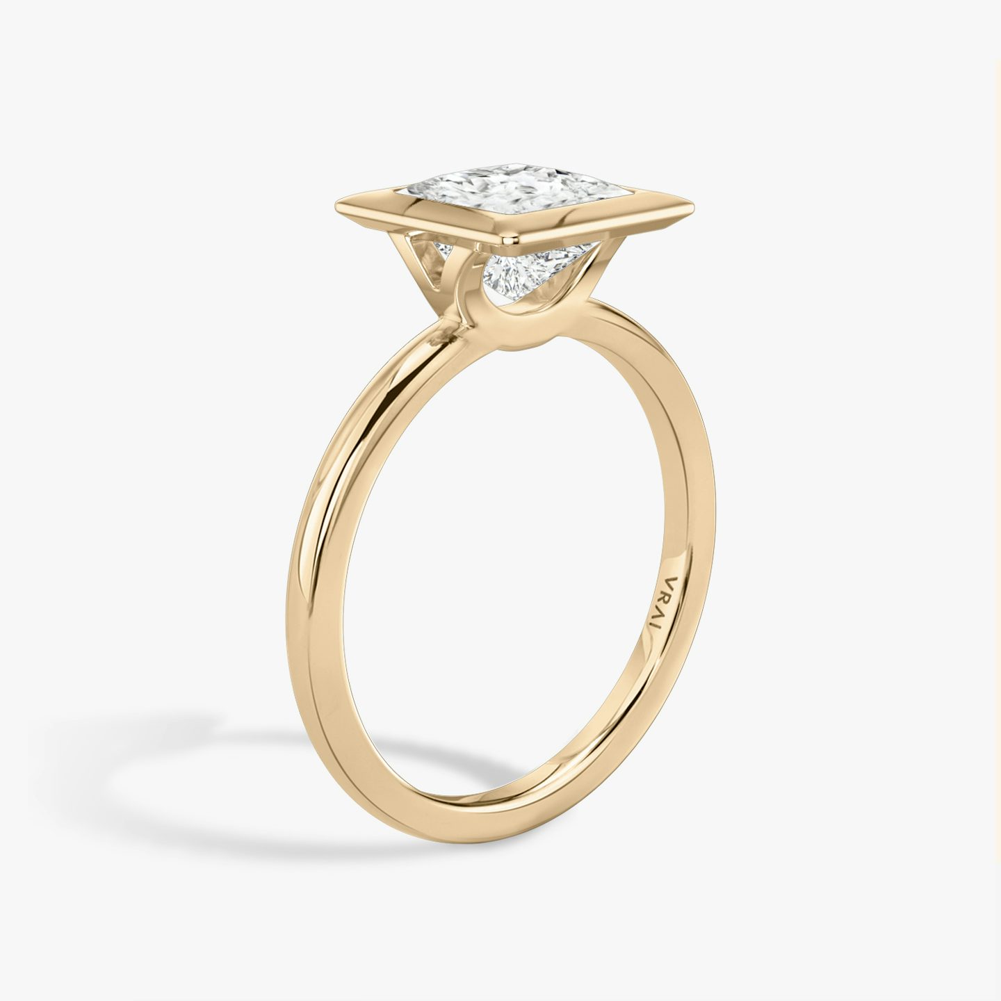 The Signature Bezel | Princess | 14k | Rose Gold | bandAccent: Plain | diamondOrientation: vertical | caratWeight: other