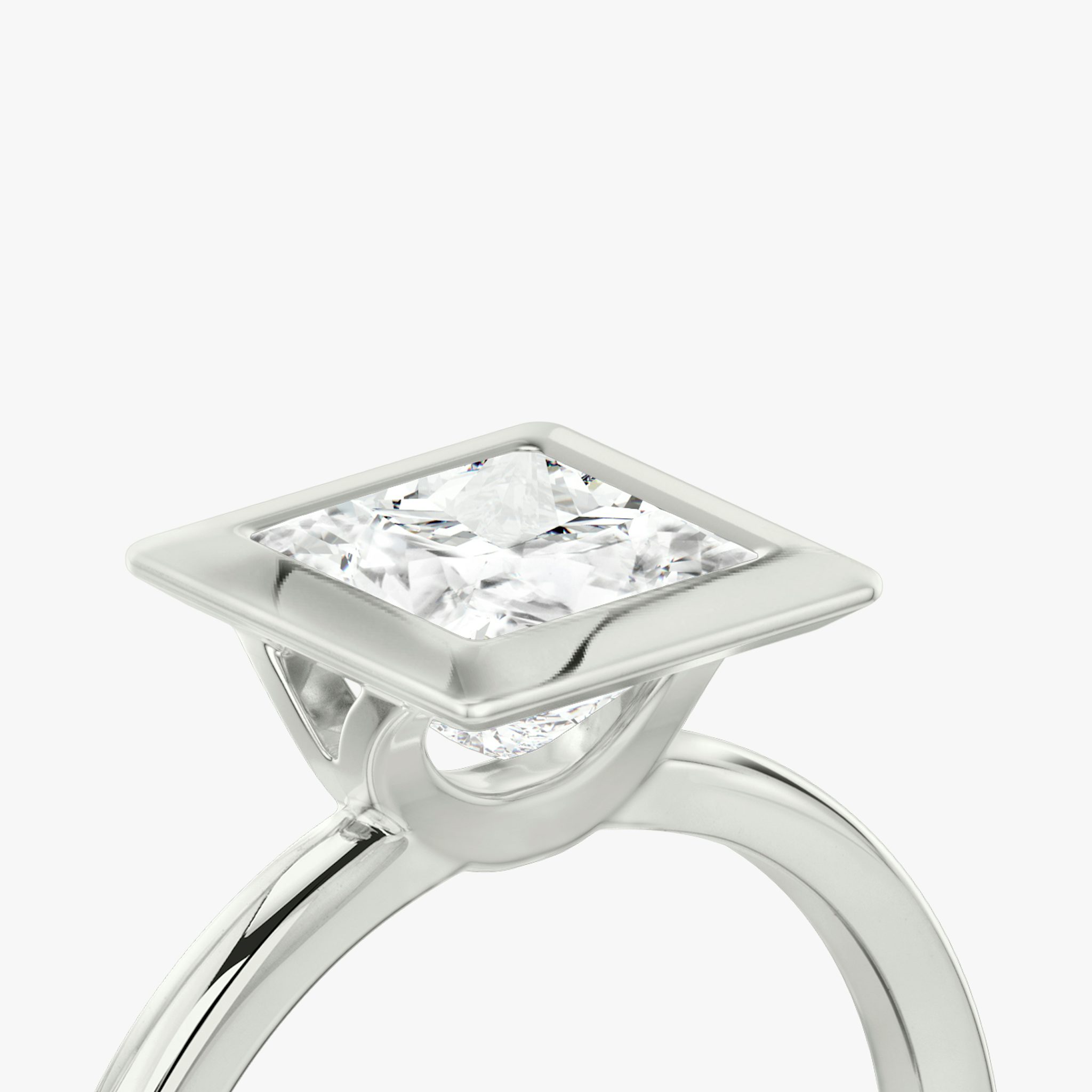 The Signature Bezel | Princess | 18k | White Gold | bandAccent: Plain | diamondOrientation: horizontal | caratWeight: other