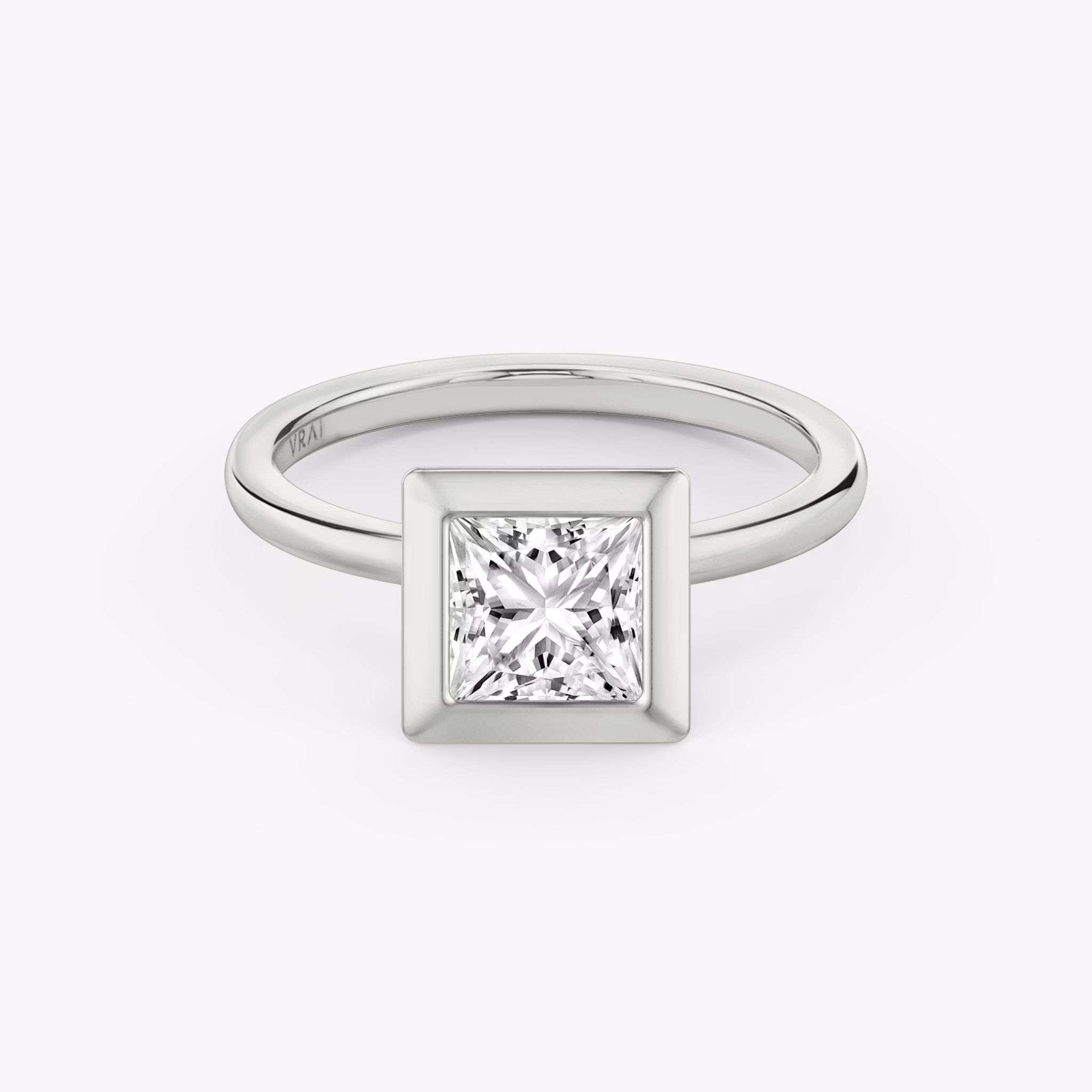 The Signature Bezel | Princess | 18k | White Gold | bandAccent: Plain | diamondOrientation: horizontal | caratWeight: other