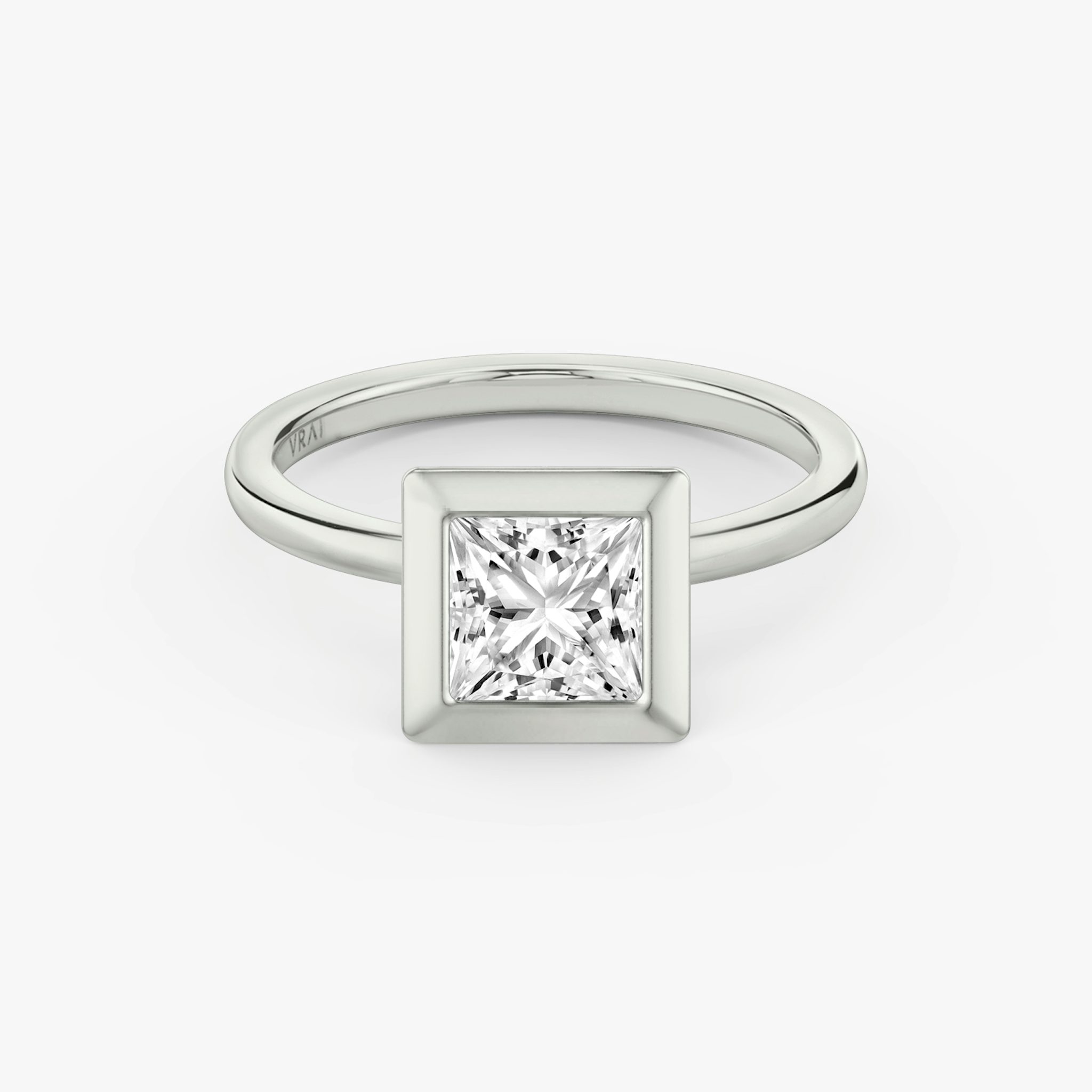 The Signature Bezel | Princess | 18k | White Gold | bandAccent: Plain | diamondOrientation: horizontal | caratWeight: other