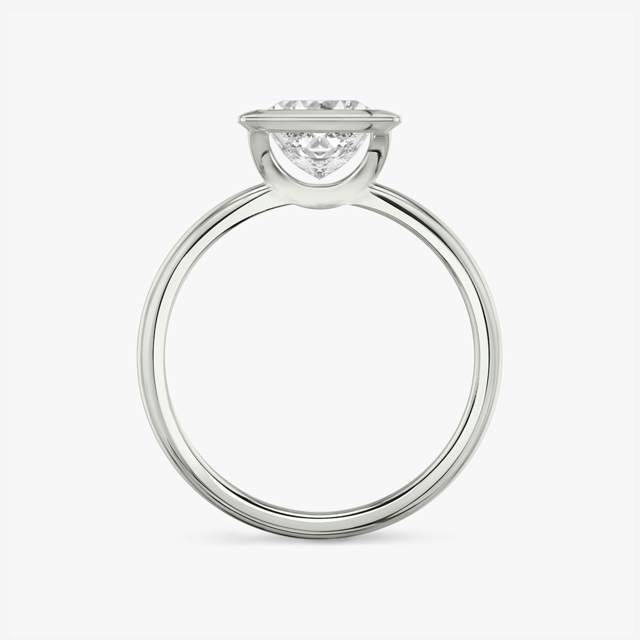The Signature Bezel | Princess | 18k | White Gold | bandAccent: Plain | diamondOrientation: horizontal | caratWeight: other