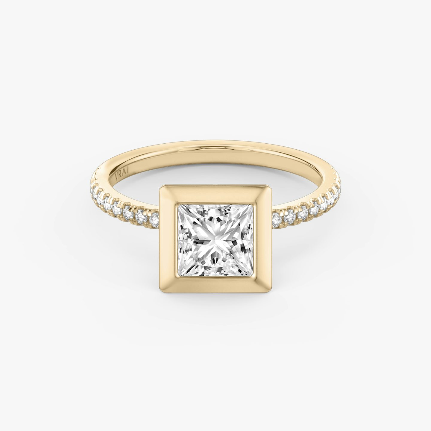 The Signature Bezel | Princess | 14k | Rose Gold | bandAccent: Pavé | diamondOrientation: horizontal | caratWeight: other
