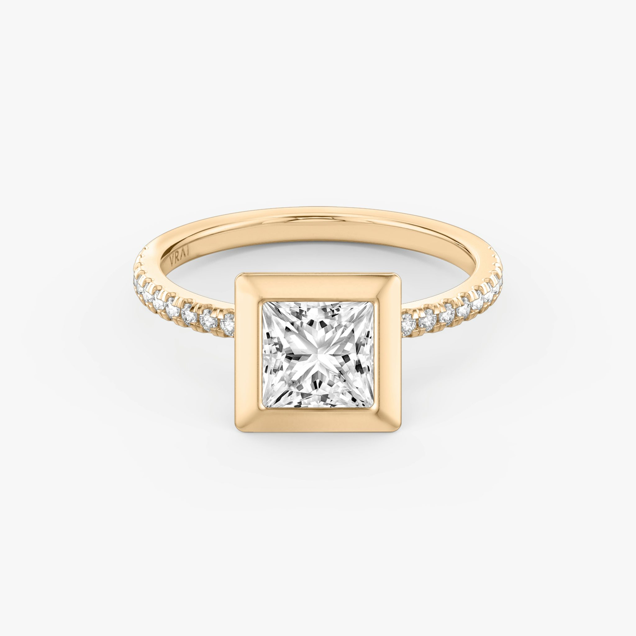 The Signature Bezel | Princess | 14k | Rose Gold | bandAccent: Pavé | diamondOrientation: vertical | caratWeight: other