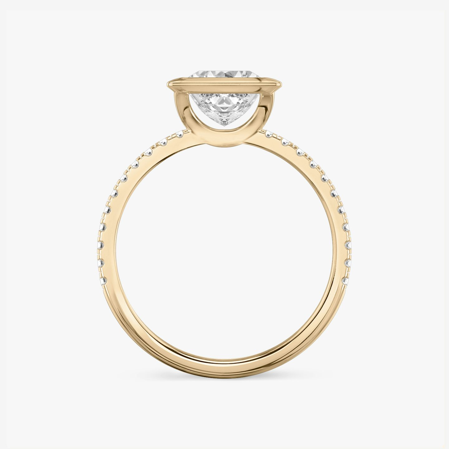 The Signature Bezel | Princess | 14k | Rose Gold | bandAccent: Pavé | diamondOrientation: horizontal | caratWeight: other