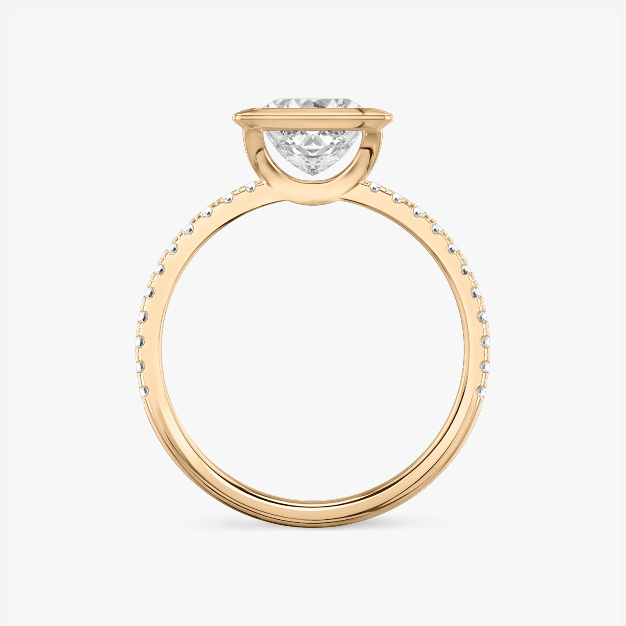 The Signature Bezel | Princess | 14k | Rose Gold | bandAccent: Pavé | diamondOrientation: vertical | caratWeight: other