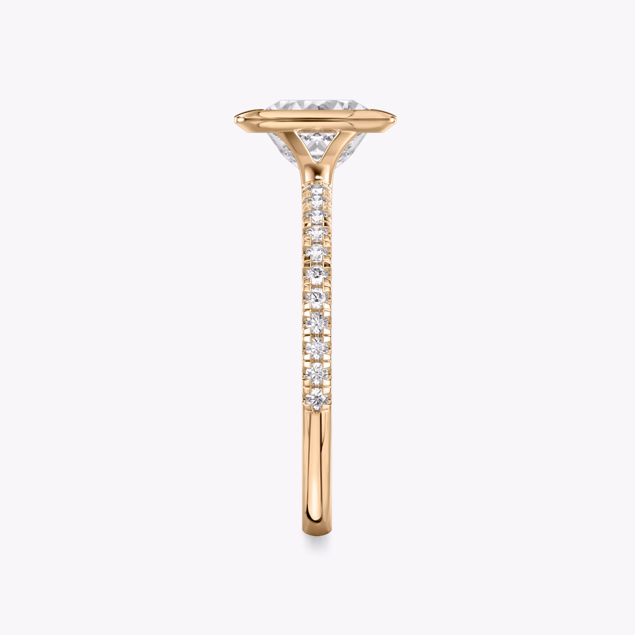 The Signature Bezel | Princess | 14k | Rose Gold | bandAccent: Pavé | diamondOrientation: vertical | caratWeight: other