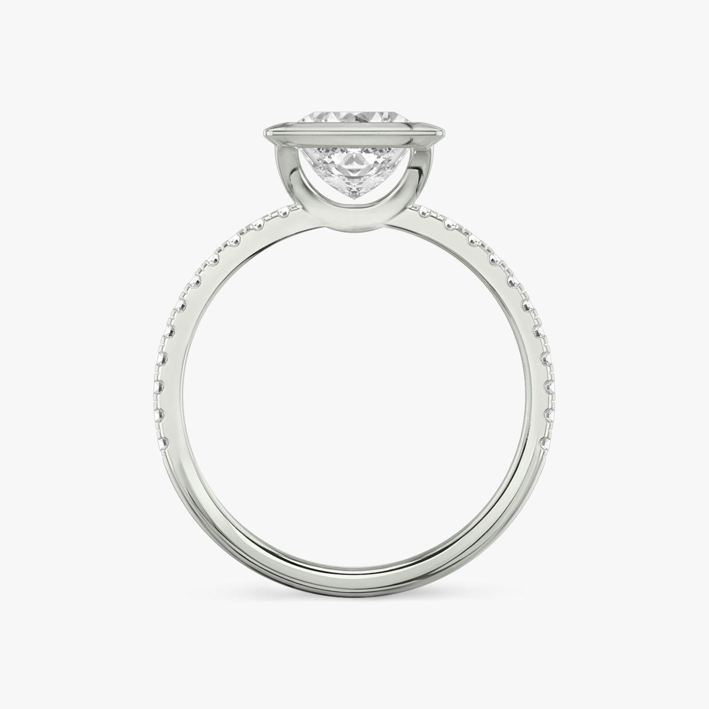 Bague de fiançailles Signature Bezel | Princesse | Platine | bandAccent: Pavé | diamondOrientation: horizontal | caratWeight: other