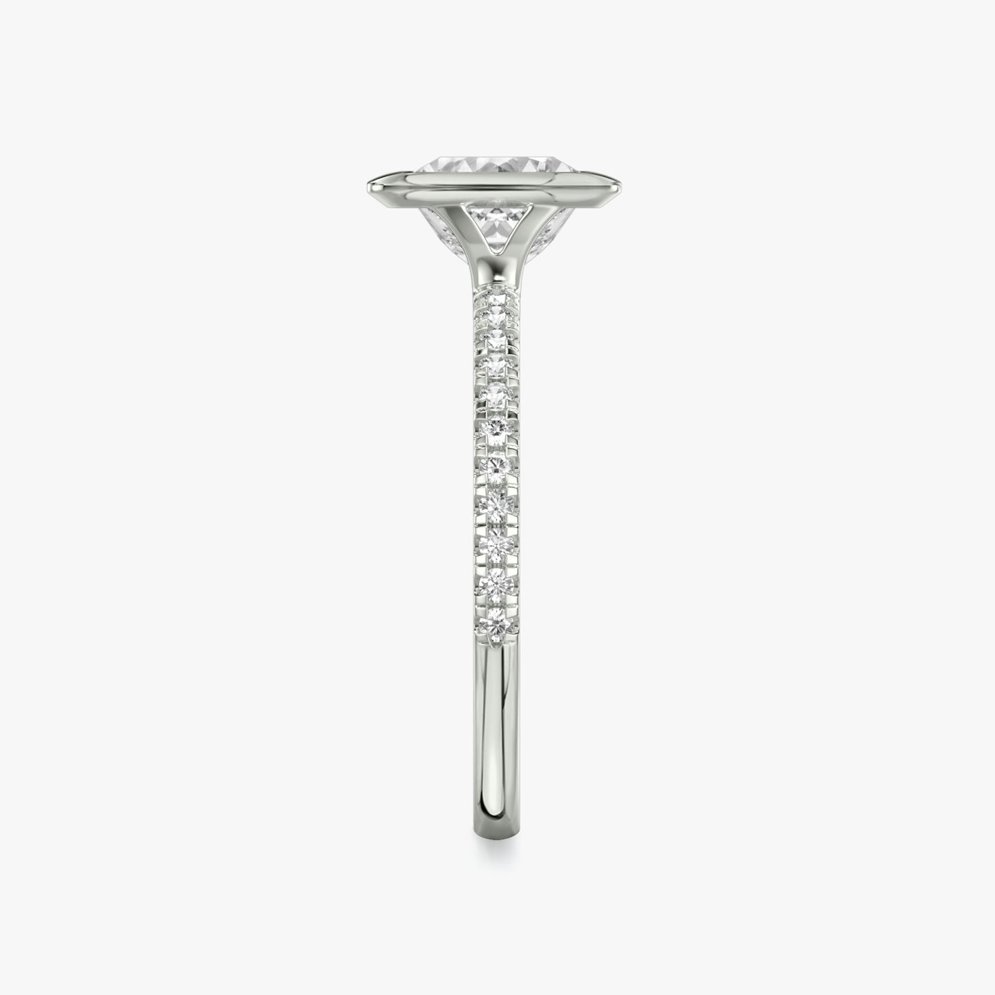 Bague de fiançailles Signature Bezel | Princesse | Platine | bandAccent: Pavé | diamondOrientation: horizontal | caratWeight: other