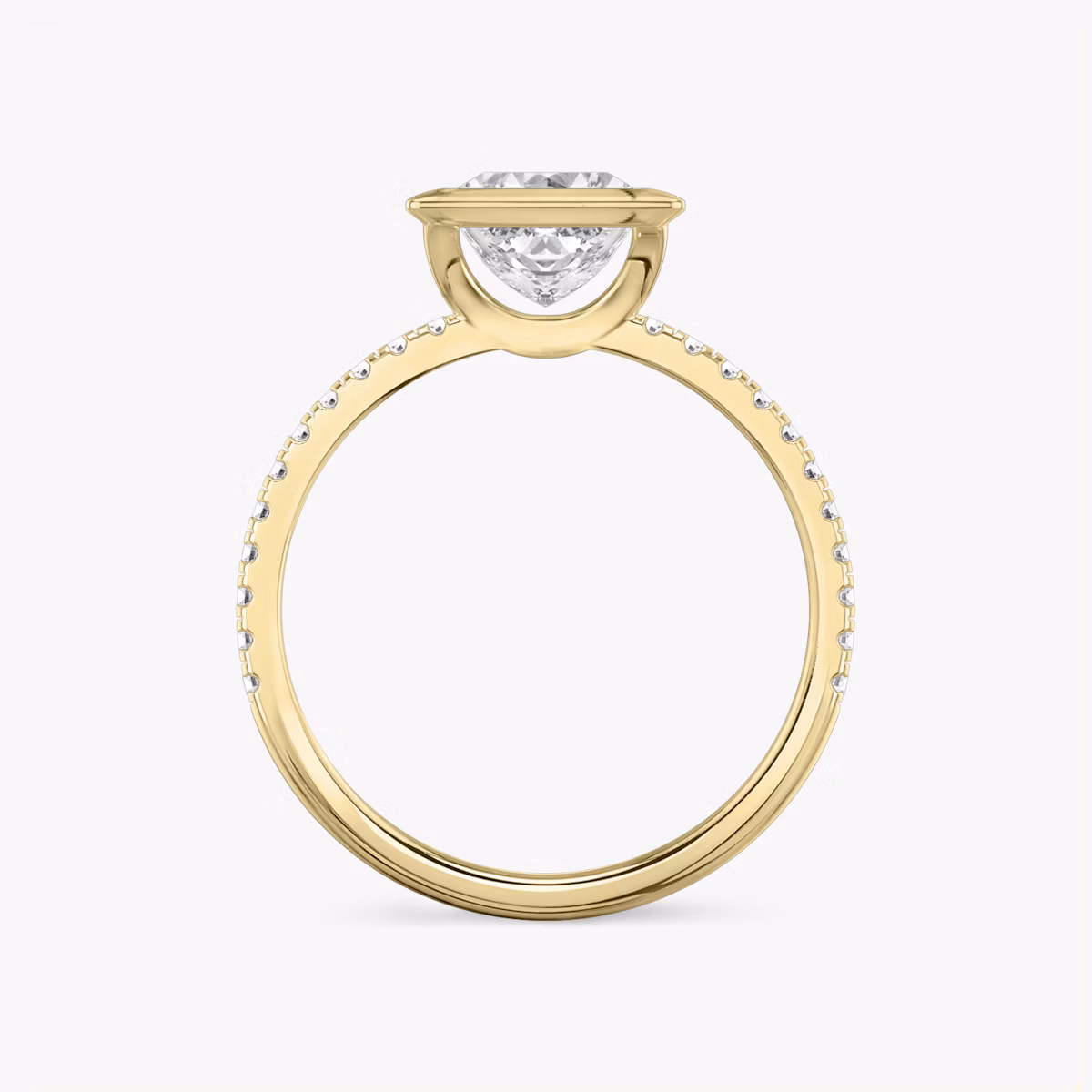 The Signature Bezel | Princess | 18k | Yellow Gold | bandAccent: Pavé | diamondOrientation: vertical | caratWeight: other
