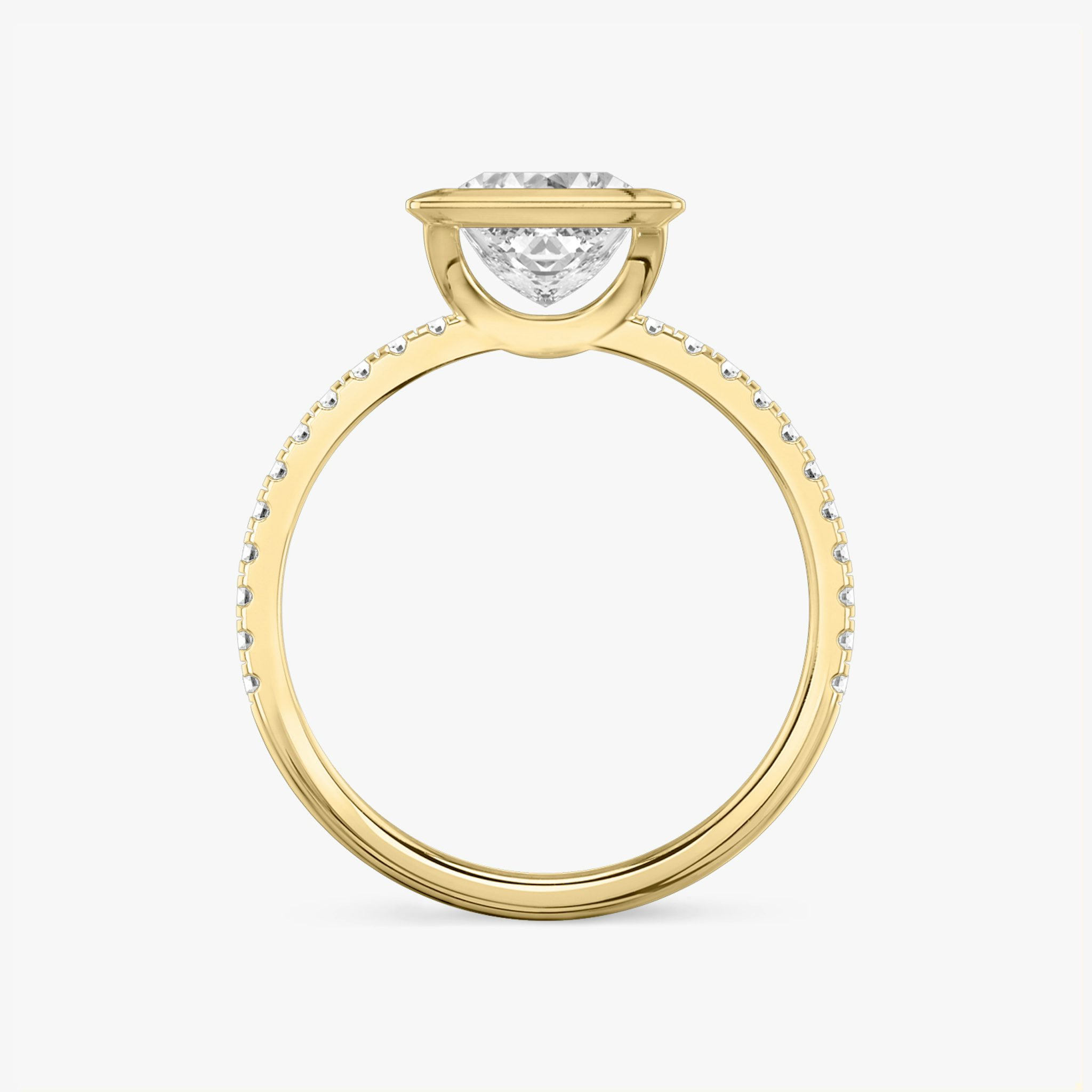 The Signature Bezel | Princess | 18k | Yellow Gold | bandAccent: Pavé | diamondOrientation: horizontal | caratWeight: other
