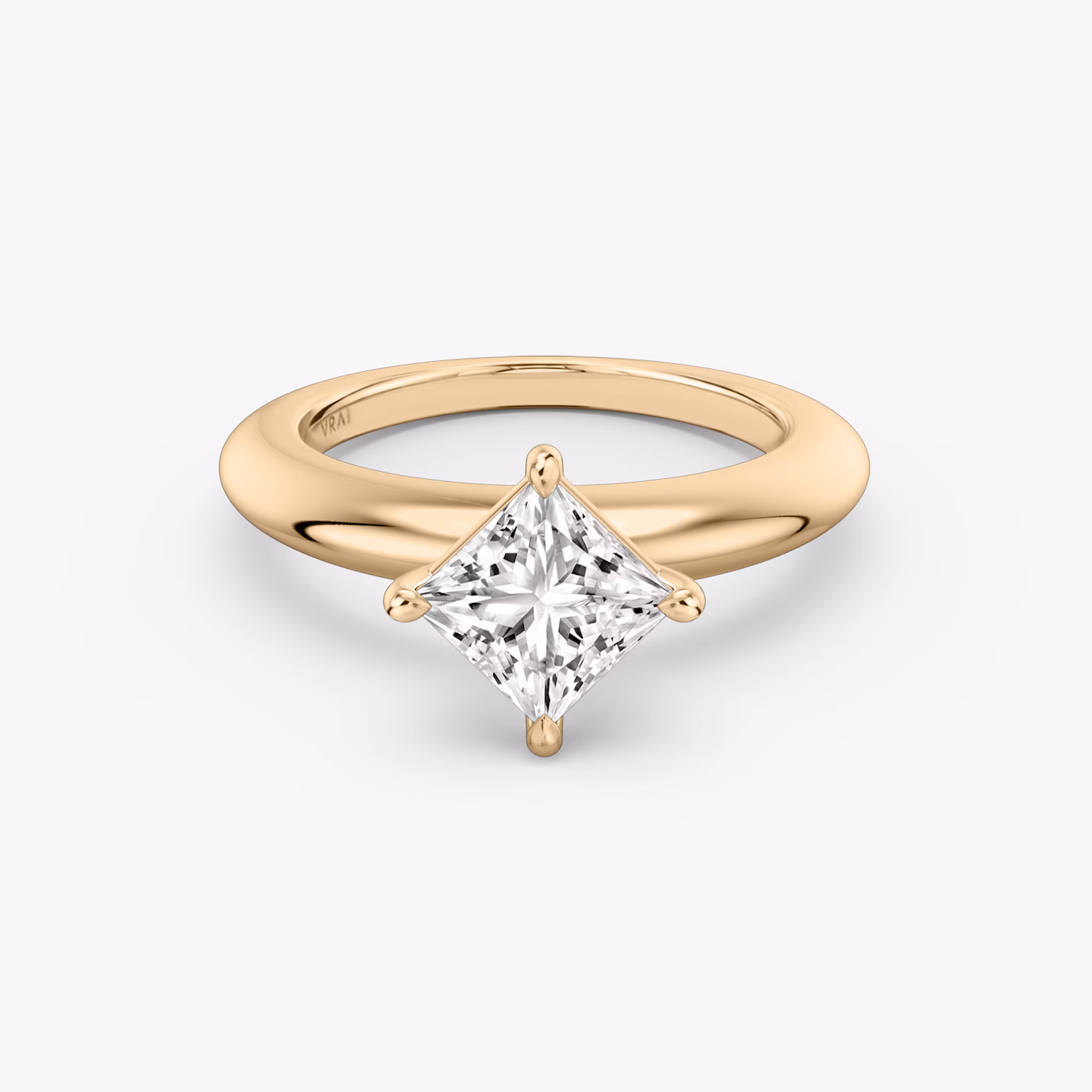 The Curator | Princess | 14k | Rose Gold | bandAccent: Plain | diamondOrientation: vertical | caratWeight: other