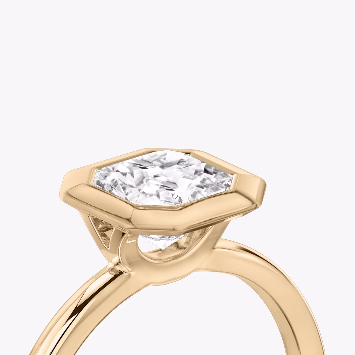 The Signature Bezel | Asscher | 14k | Rose Gold | bandAccent: Plain | diamondOrientation: vertical | caratWeight: other