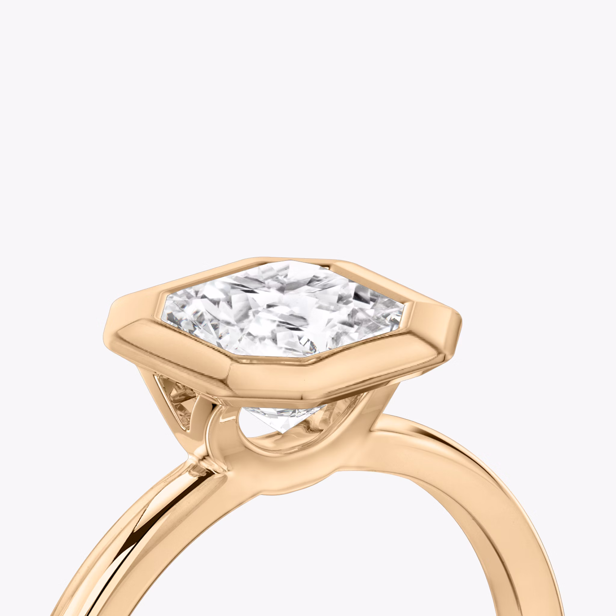 The Signature Bezel | Asscher | 14k | Rose Gold | bandAccent: Plain | diamondOrientation: horizontal | caratWeight: other