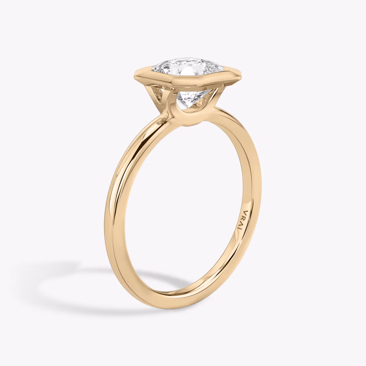 The Signature Bezel | Asscher | 14k | Rose Gold | bandAccent: Plain | diamondOrientation: vertical | caratWeight: other