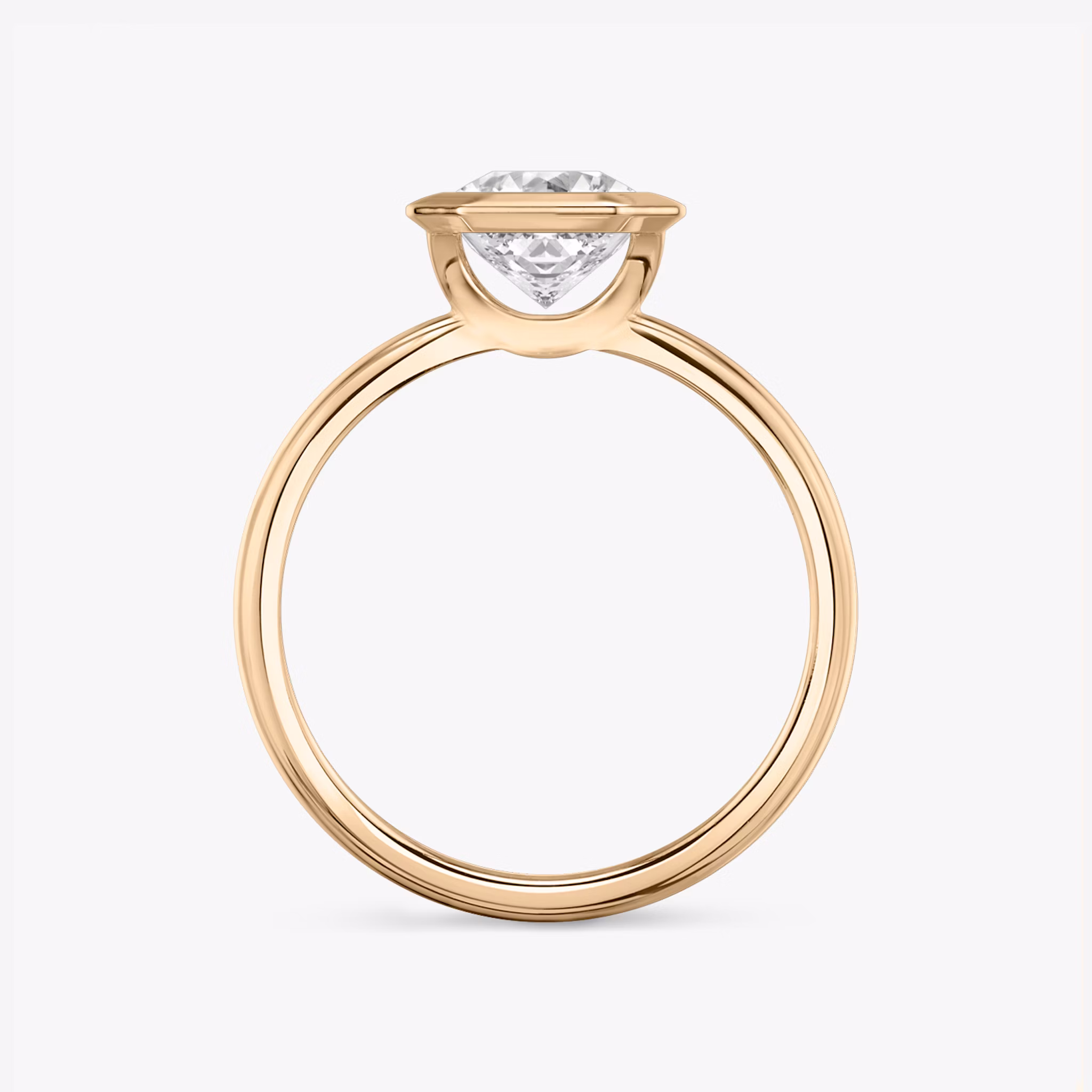 The Signature Bezel | Asscher | 14k | Rose Gold | bandAccent: Plain | diamondOrientation: horizontal | caratWeight: other